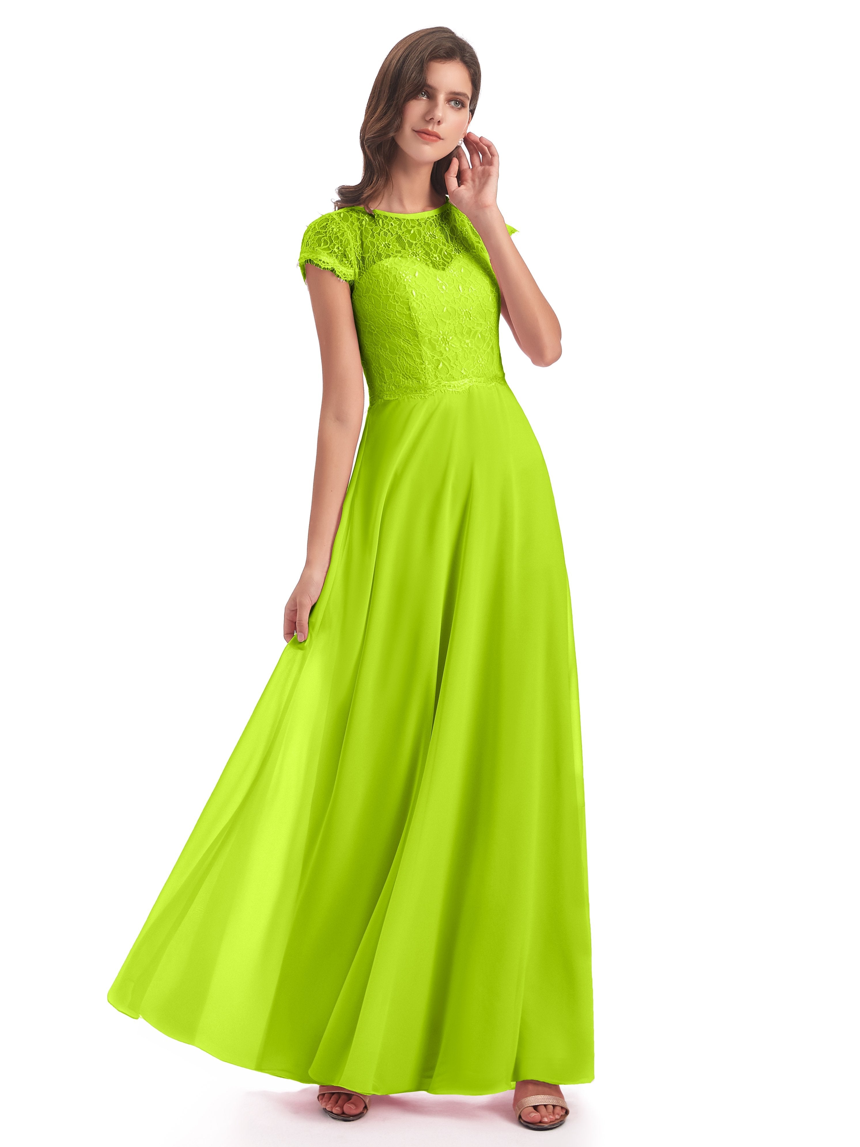 Amelia Sheatch Cap Sleeves Lace Bridesmaid Dresses