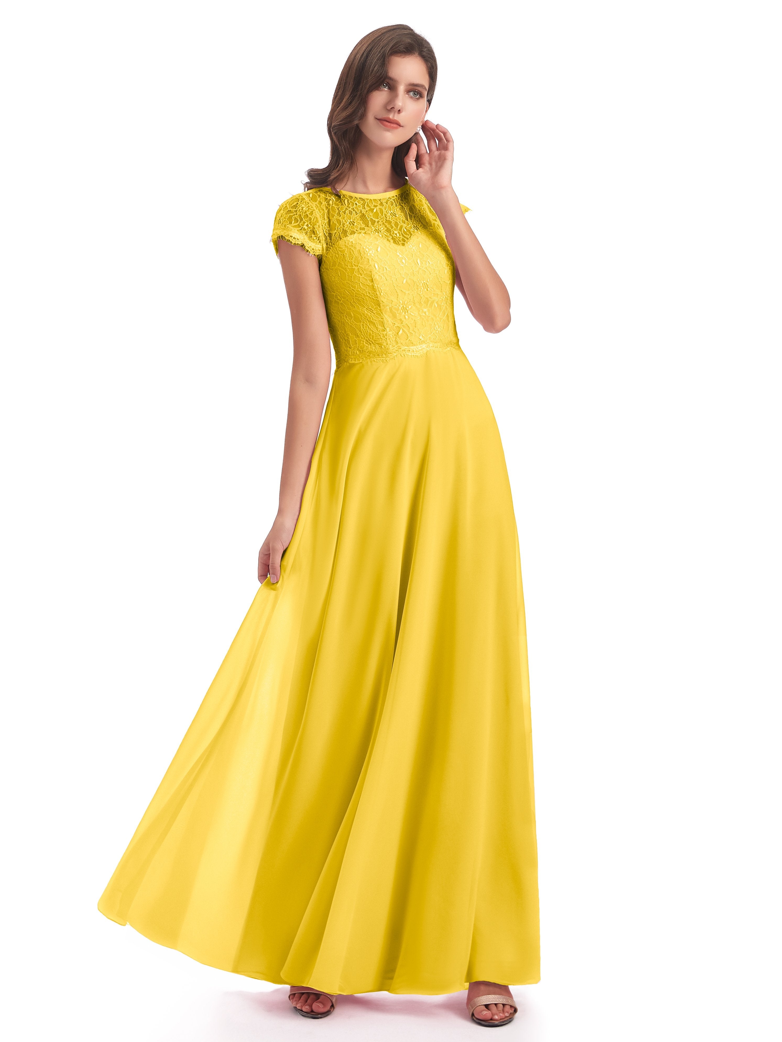 Amelia Sheatch Cap Sleeves Lace Bridesmaid Dresses