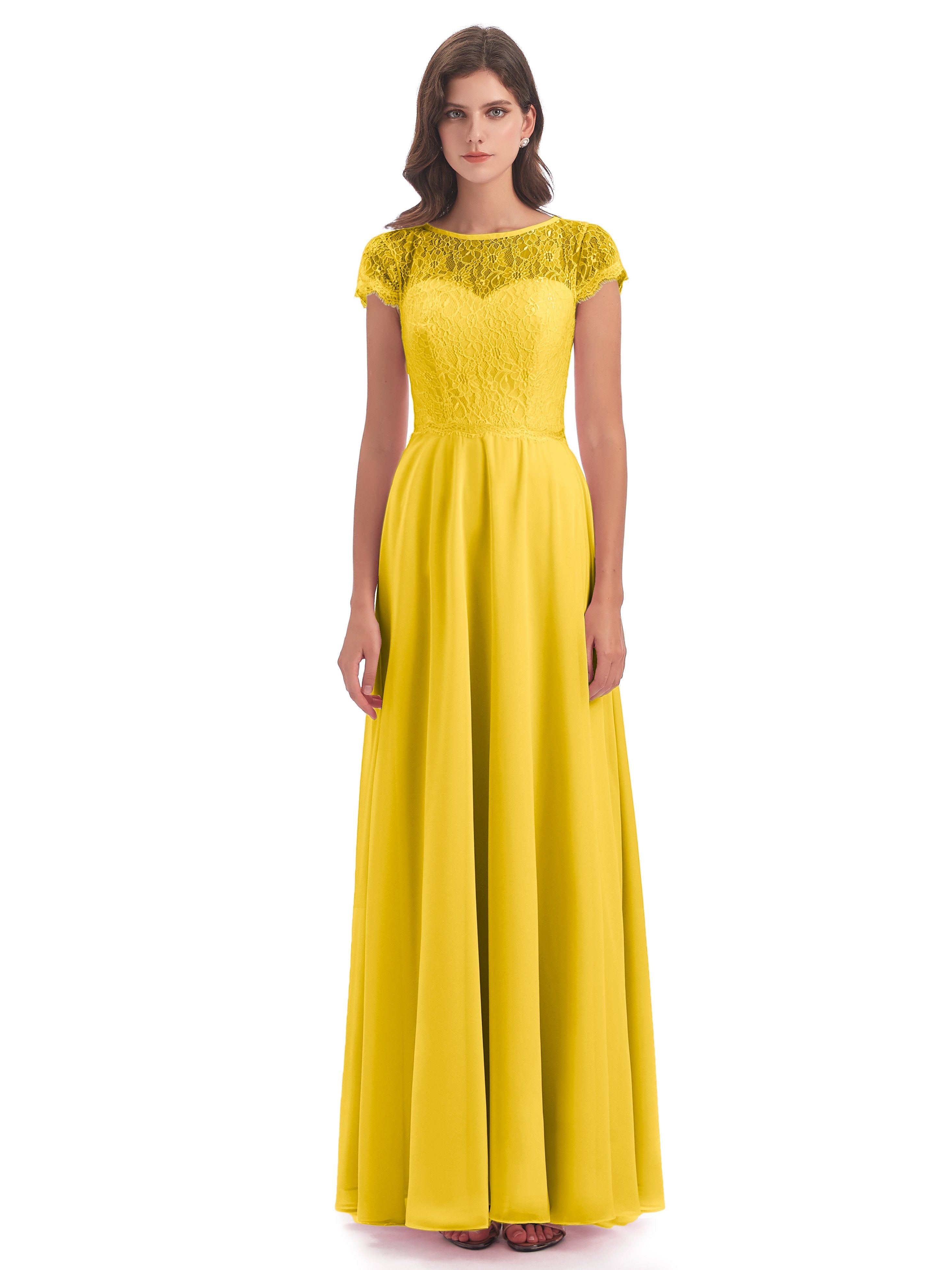 Amelia Sheatch Cap Sleeves Lace Bridesmaid Dresses