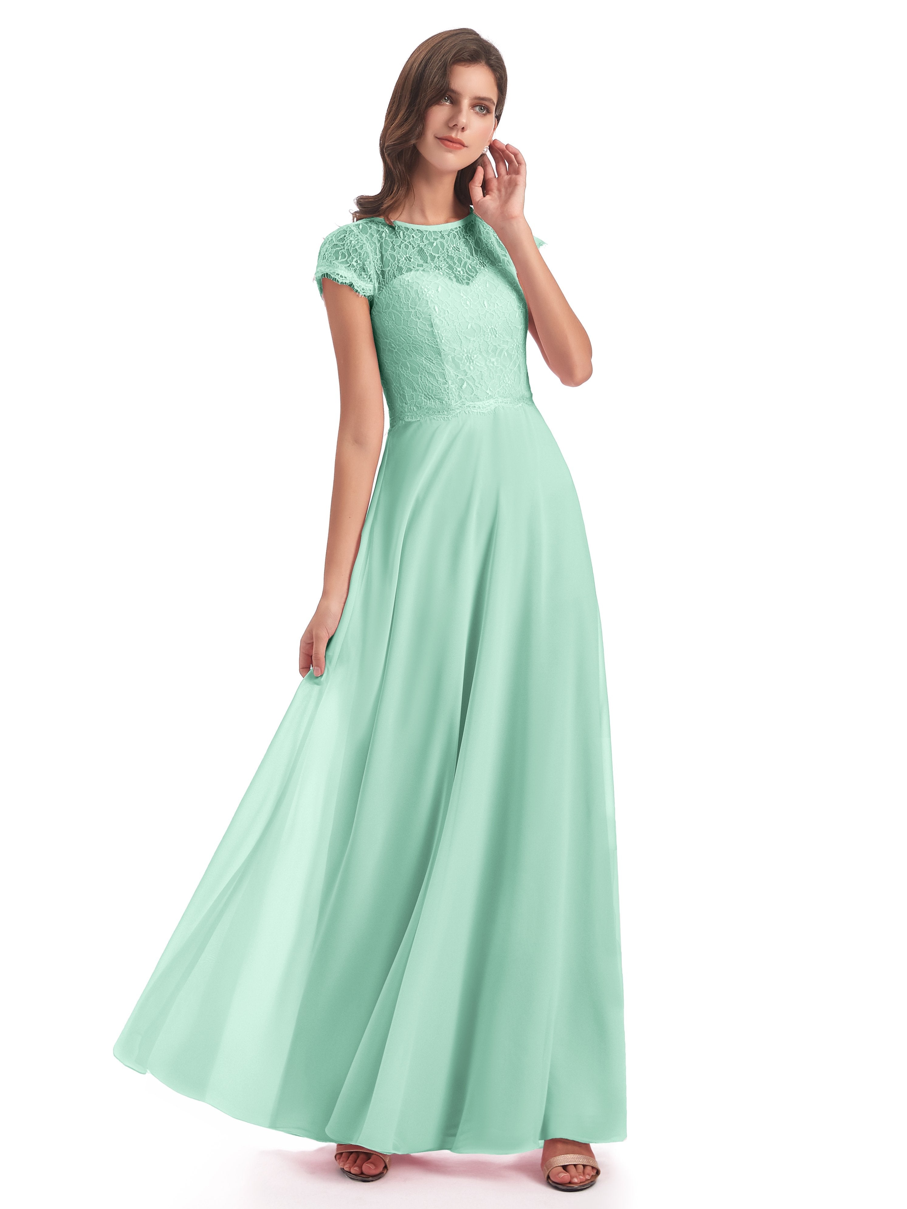 Amelia Sheatch Cap Sleeves Lace Bridesmaid Dresses
