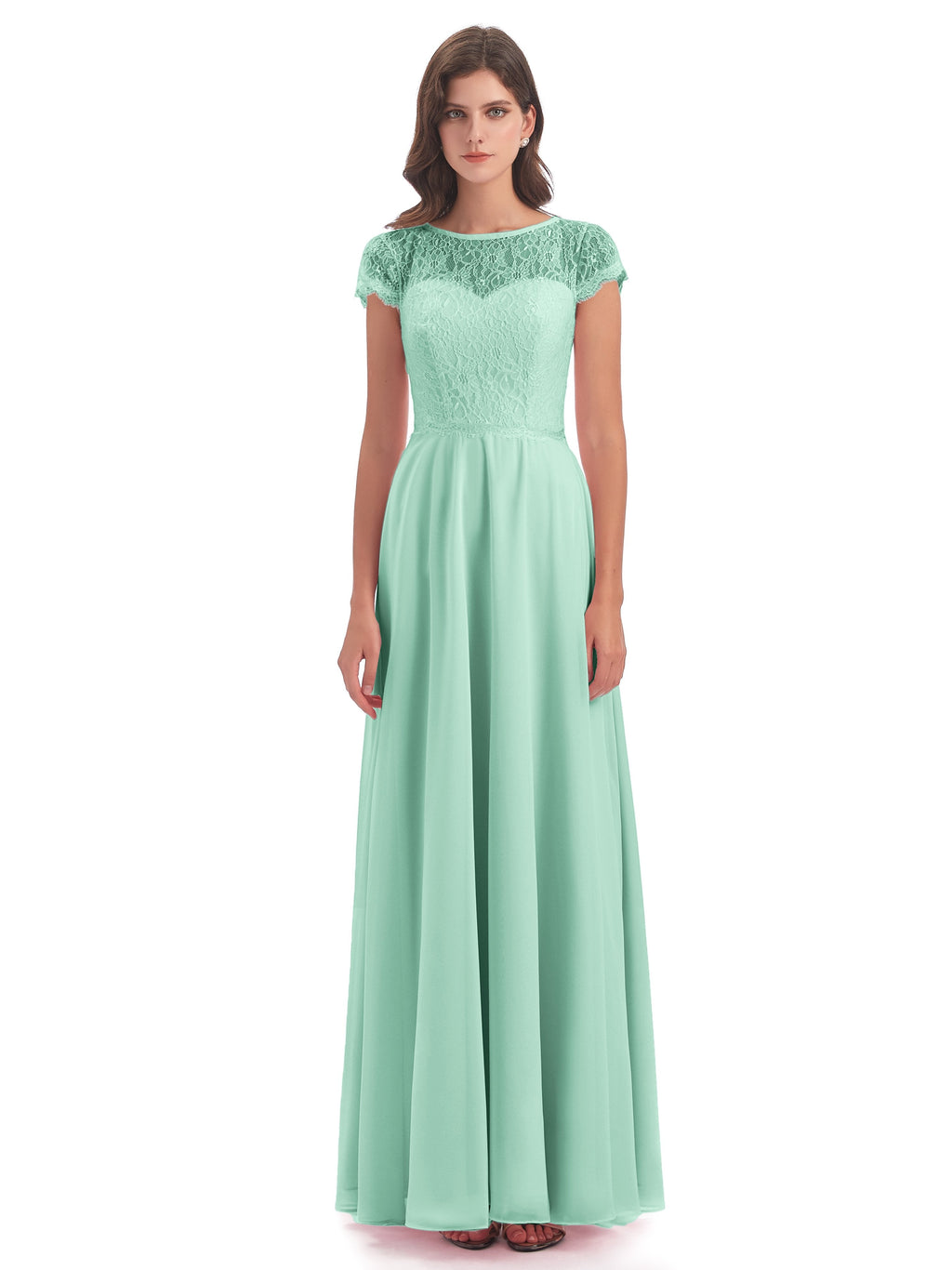 Amelia Sheatch Cap Sleeves Lace Bridesmaid Dresses