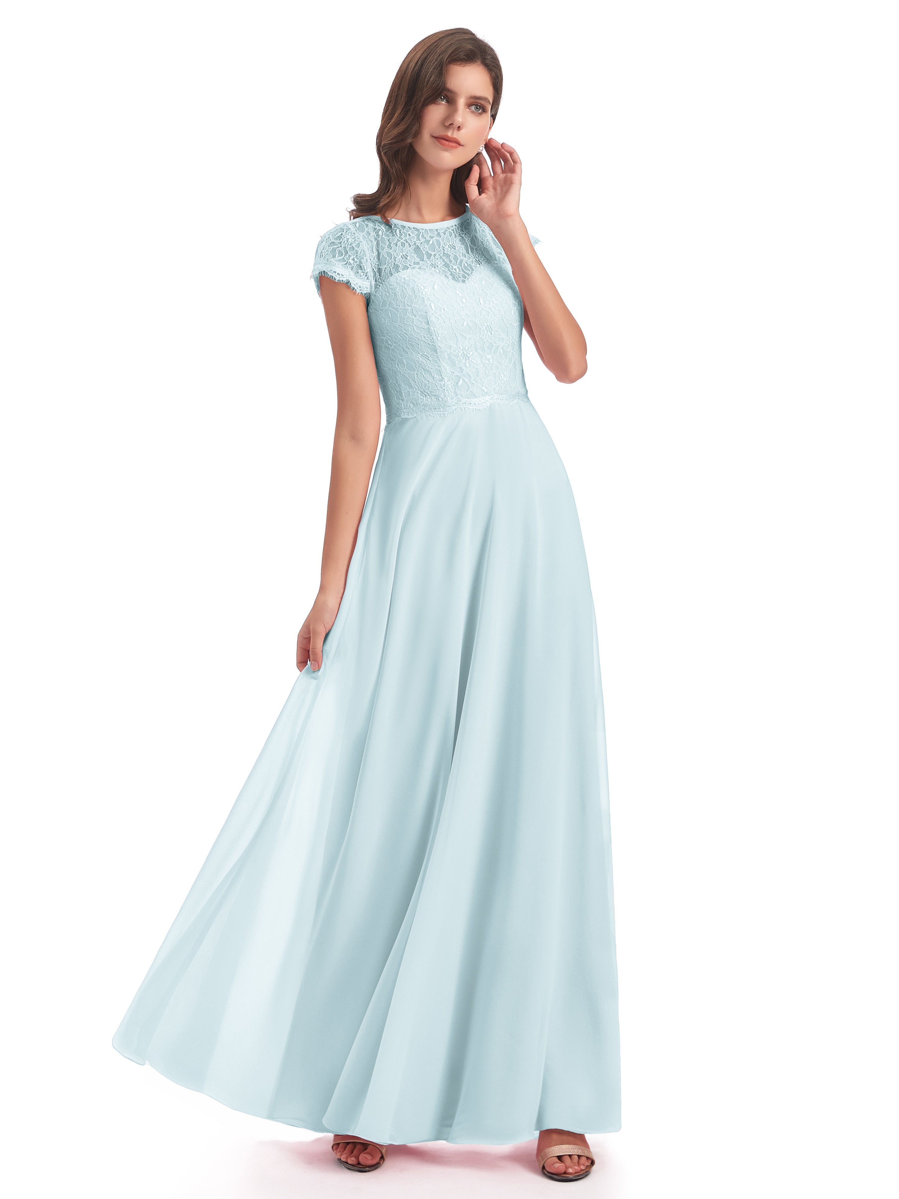 Amelia Sheatch Cap Sleeves Lace Bridesmaid Dresses