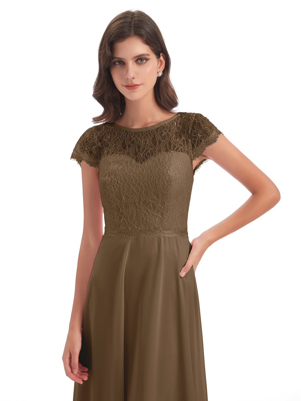 Amelia Sheatch Cap Sleeves Lace Bridesmaid Dresses