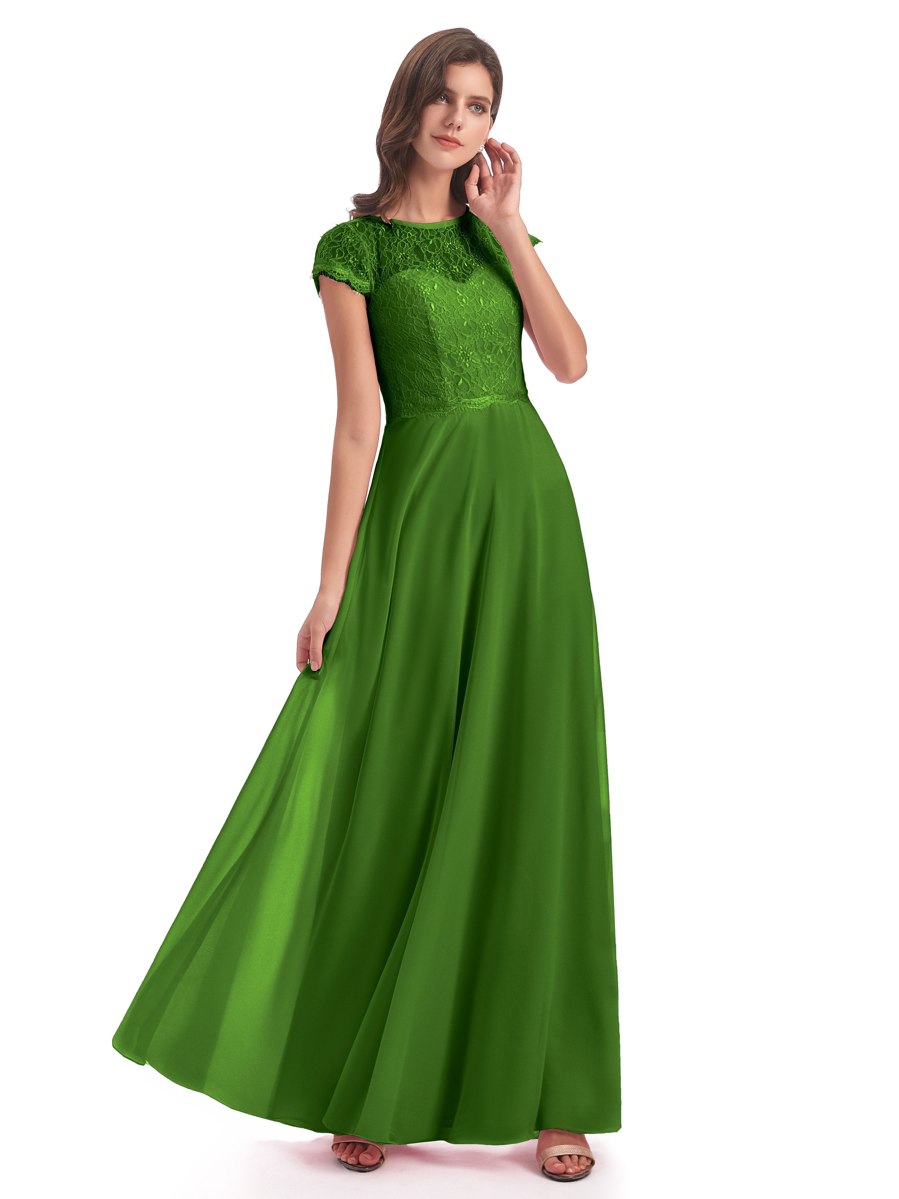 Amelia Sheatch Cap Sleeves Lace Bridesmaid Dresses