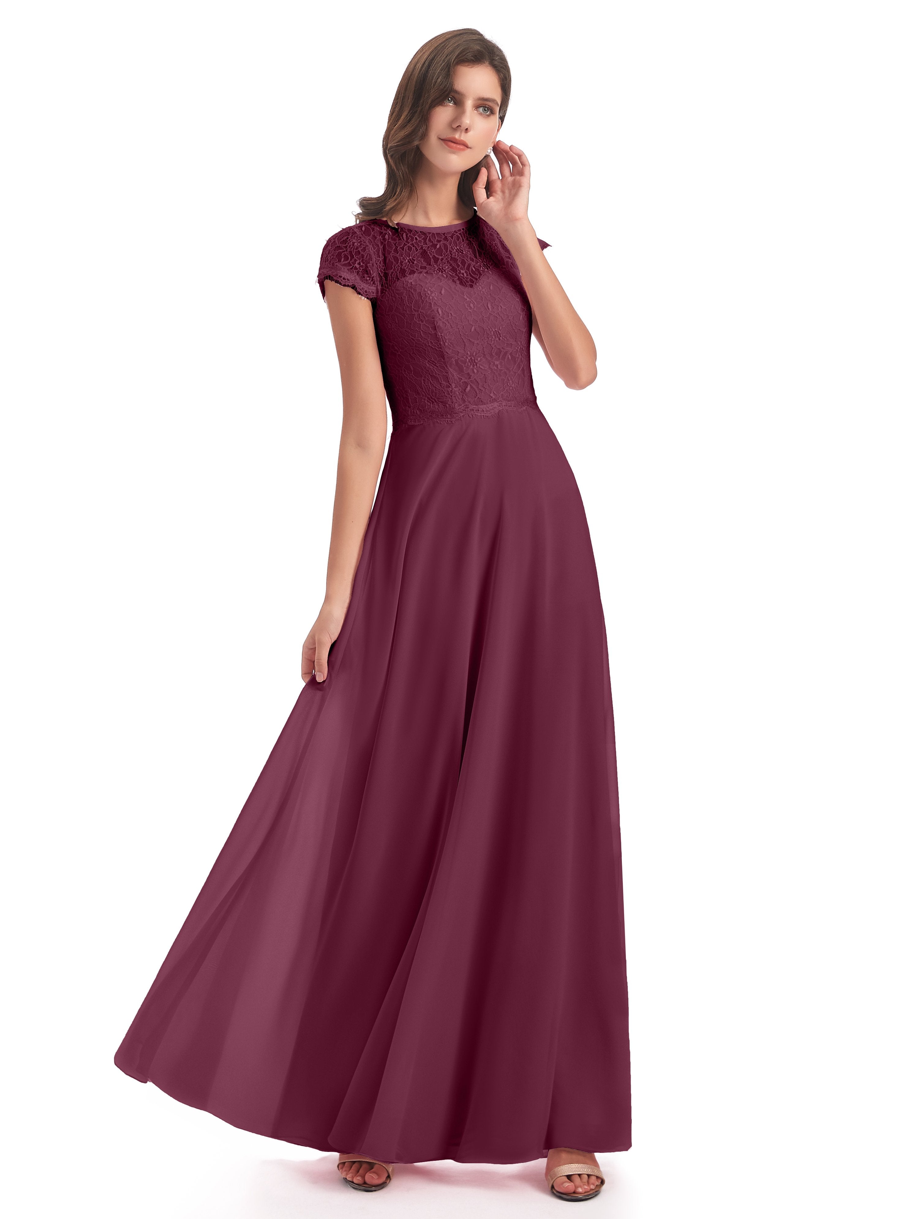 Amelia Sheatch Cap Sleeves Lace Bridesmaid Dresses