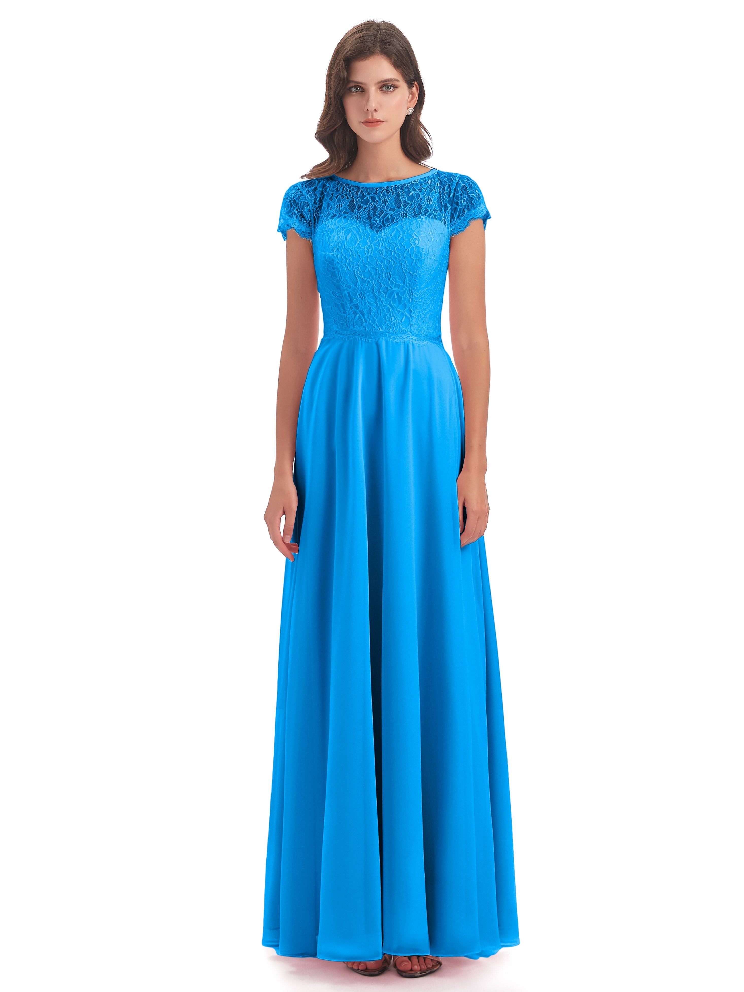 Amelia Sheatch Cap Sleeves Lace Bridesmaid Dresses