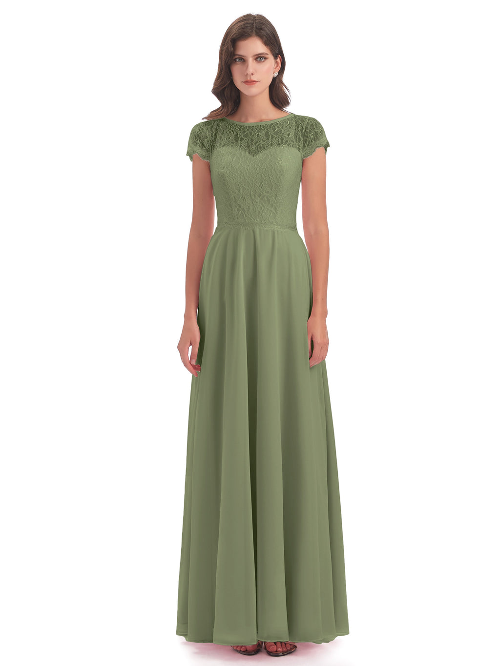 Amelia Sheatch Cap Sleeves Lace Bridesmaid Dresses