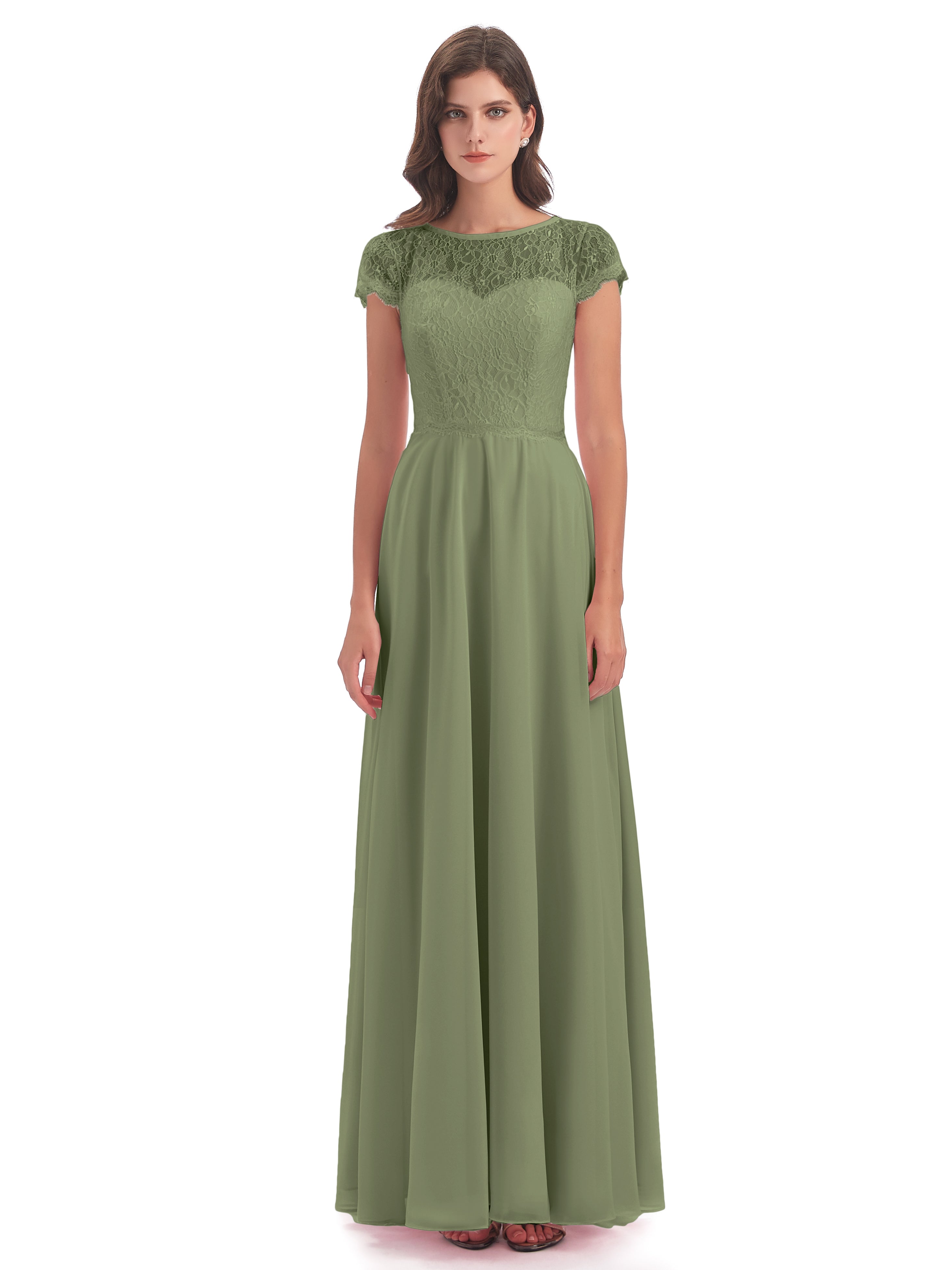 Amelia Sheatch Cap Sleeves Lace Bridesmaid Dresses