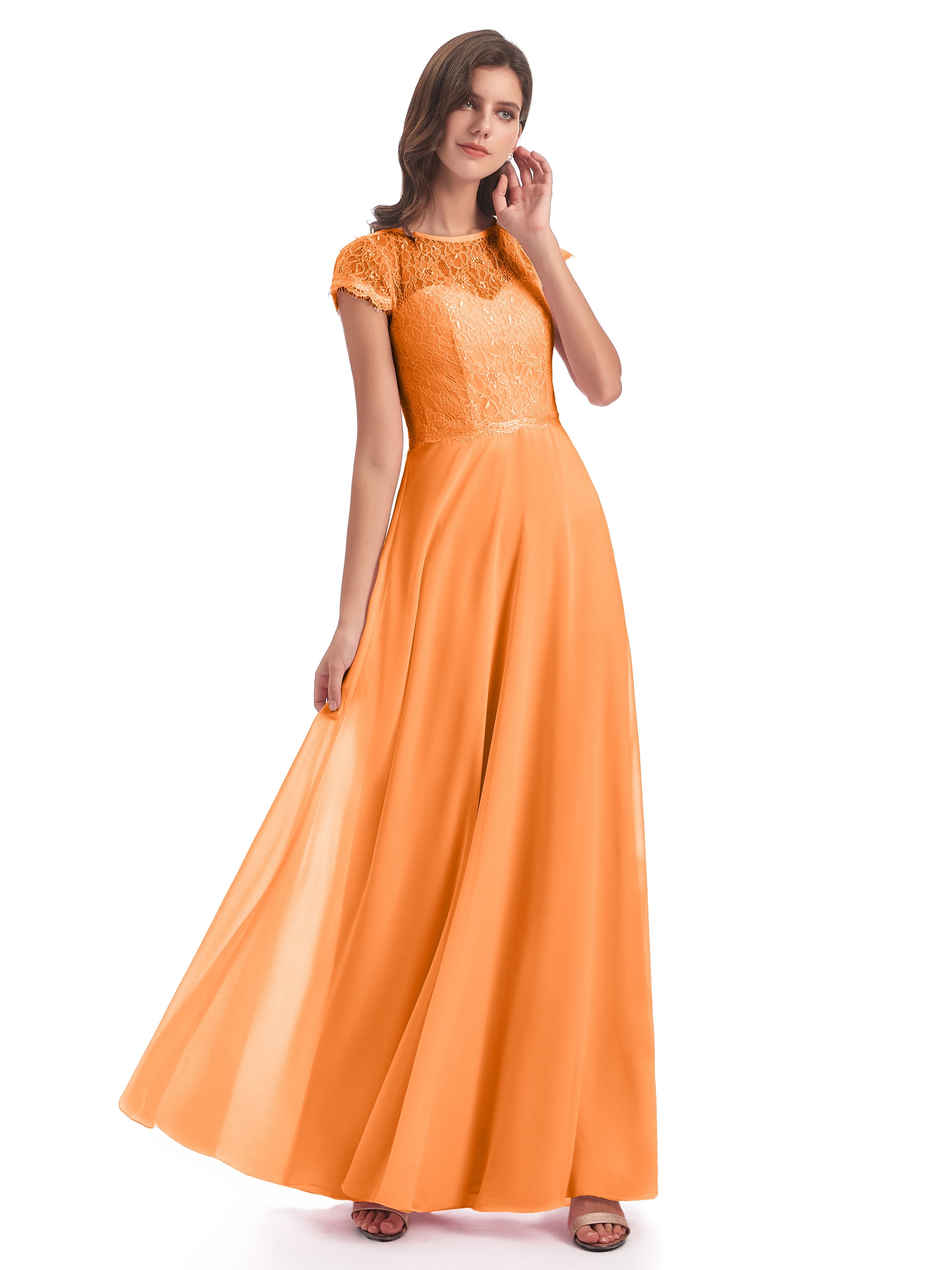 Amelia Sheatch Cap Sleeves Lace Bridesmaid Dresses