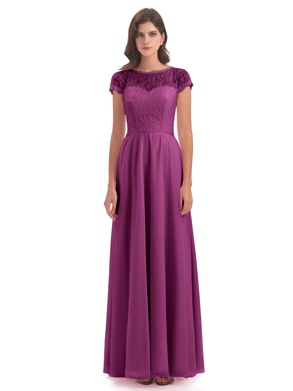 Amelia Sheatch Cap Sleeves Lace Bridesmaid Dresses