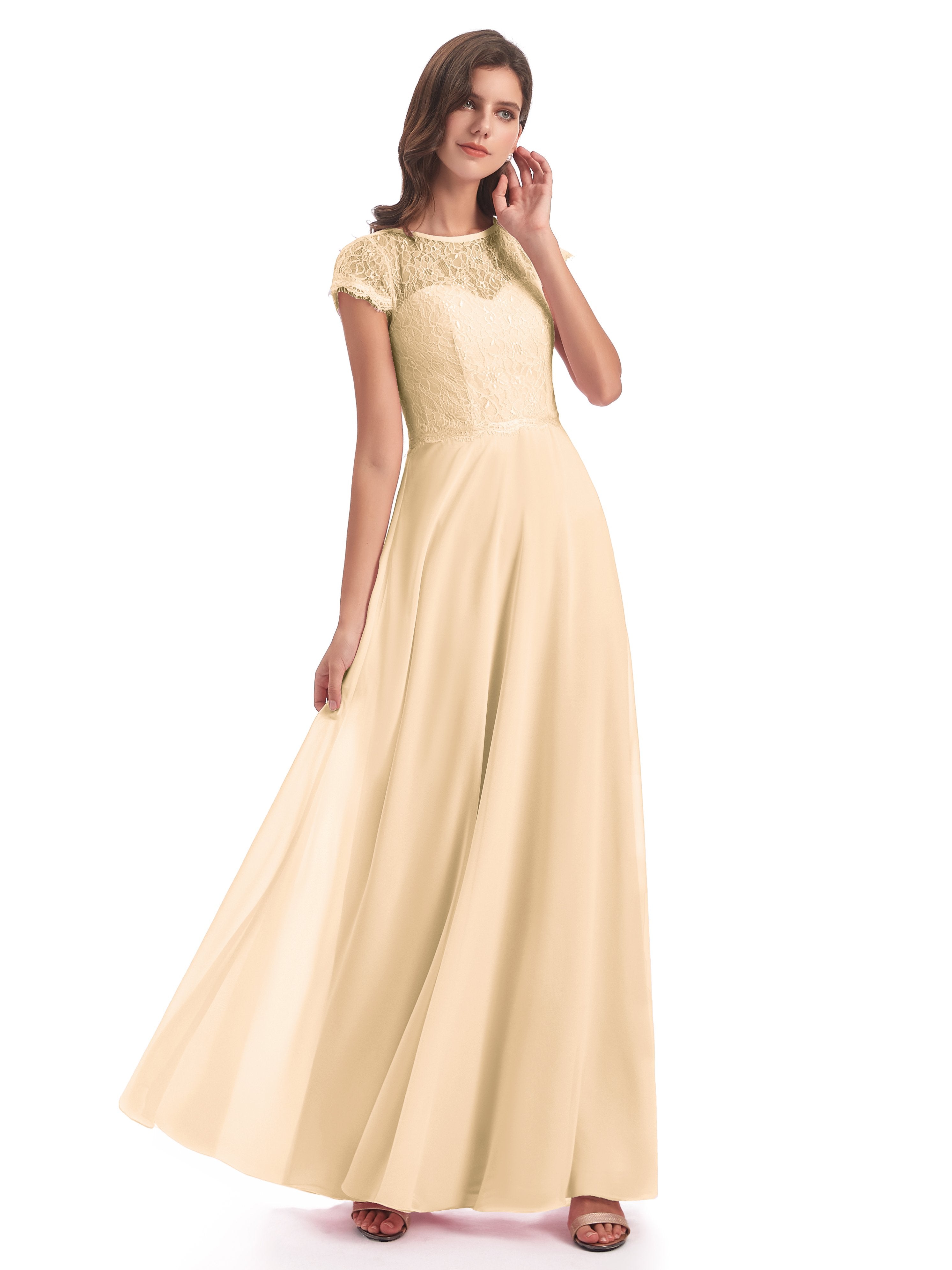 Amelia Sheatch Cap Sleeves Lace Bridesmaid Dresses