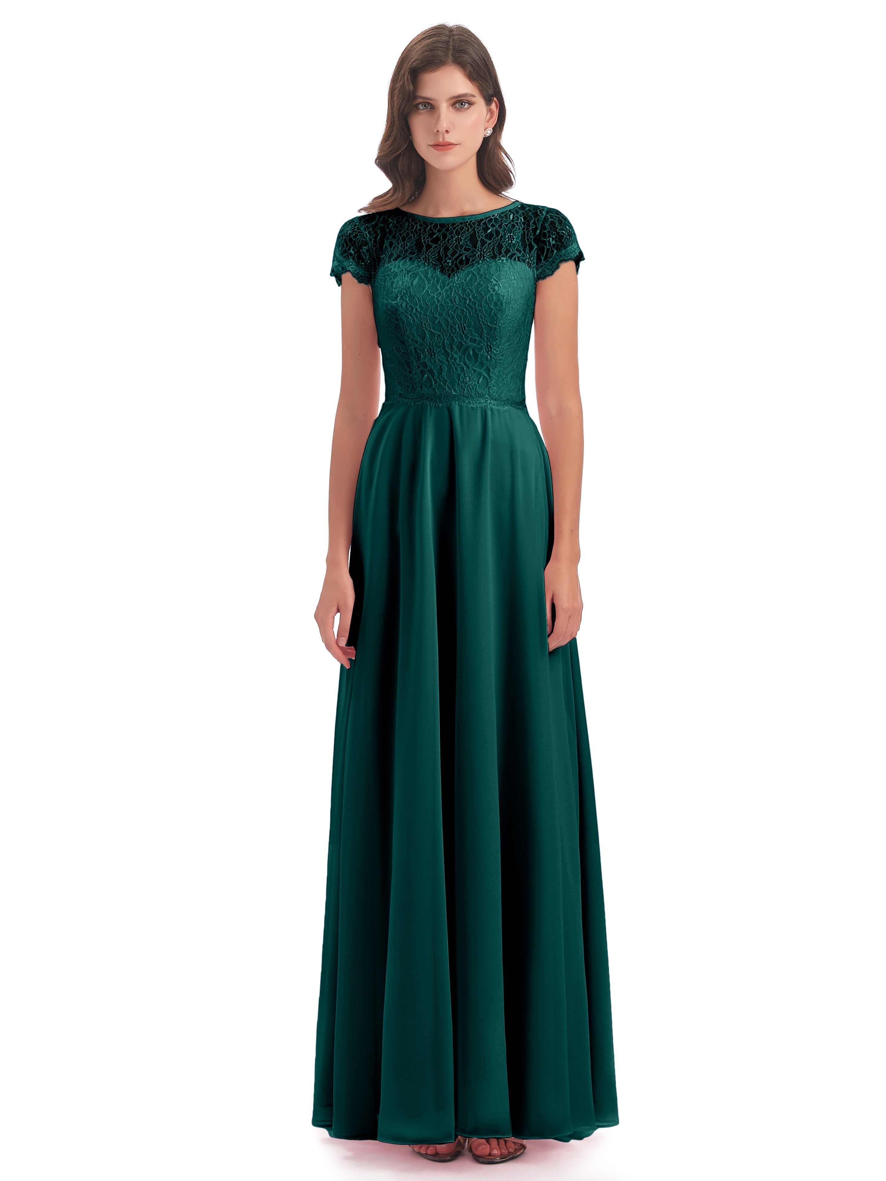 Amelia Sheatch Cap Sleeves Lace Bridesmaid Dresses