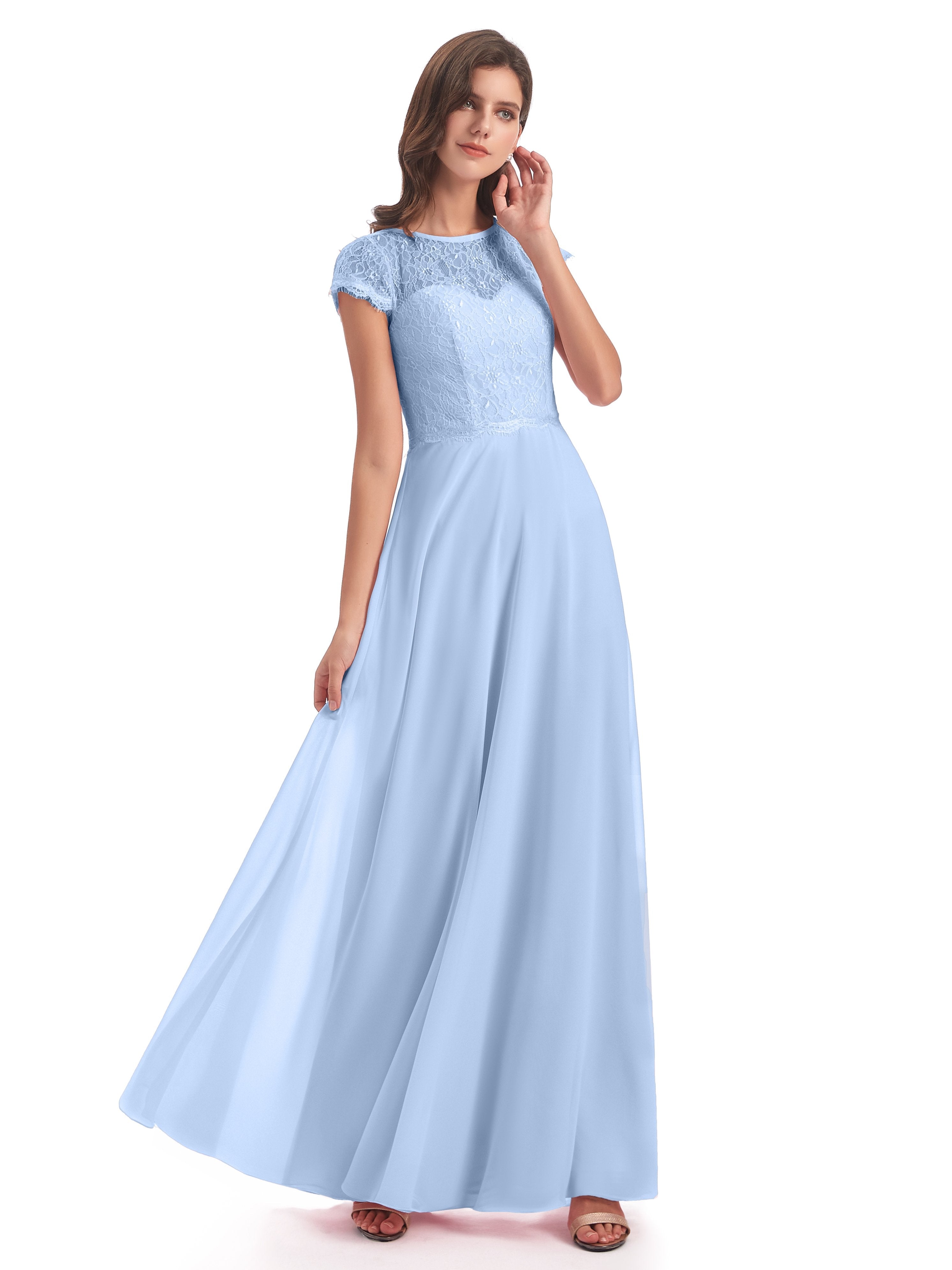 Amelia Sheatch Cap Sleeves Lace Bridesmaid Dresses