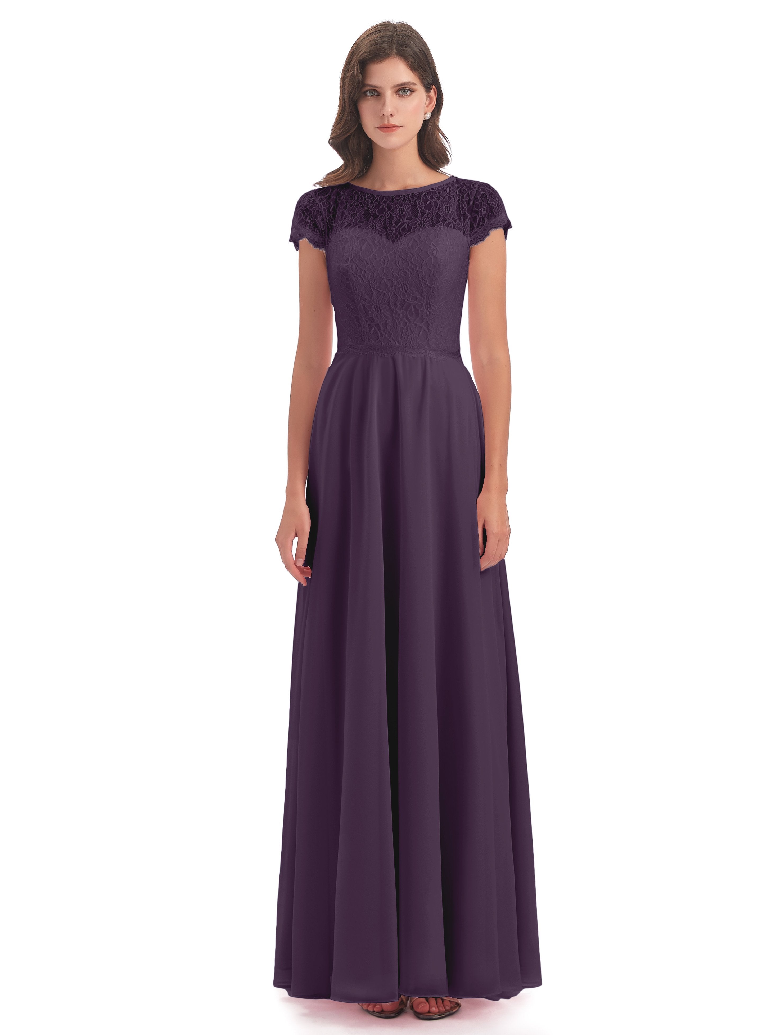 Amelia Sheatch Cap Sleeves Lace Bridesmaid Dresses