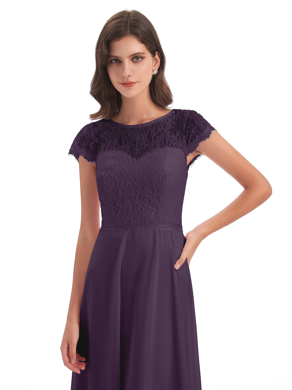 Amelia Sheatch Cap Sleeves Lace Bridesmaid Dresses