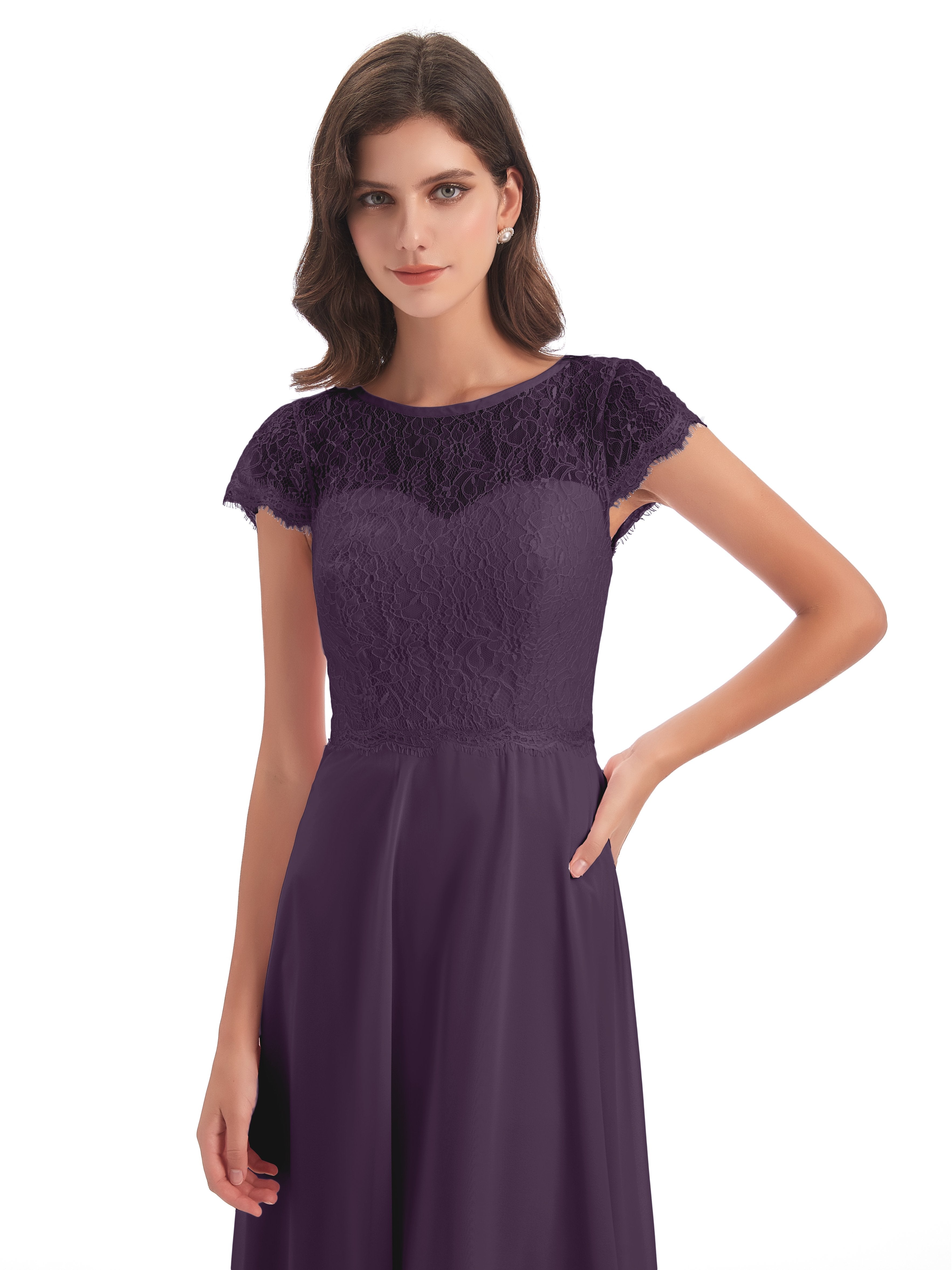 Amelia Sheatch Cap Sleeves Lace Bridesmaid Dresses