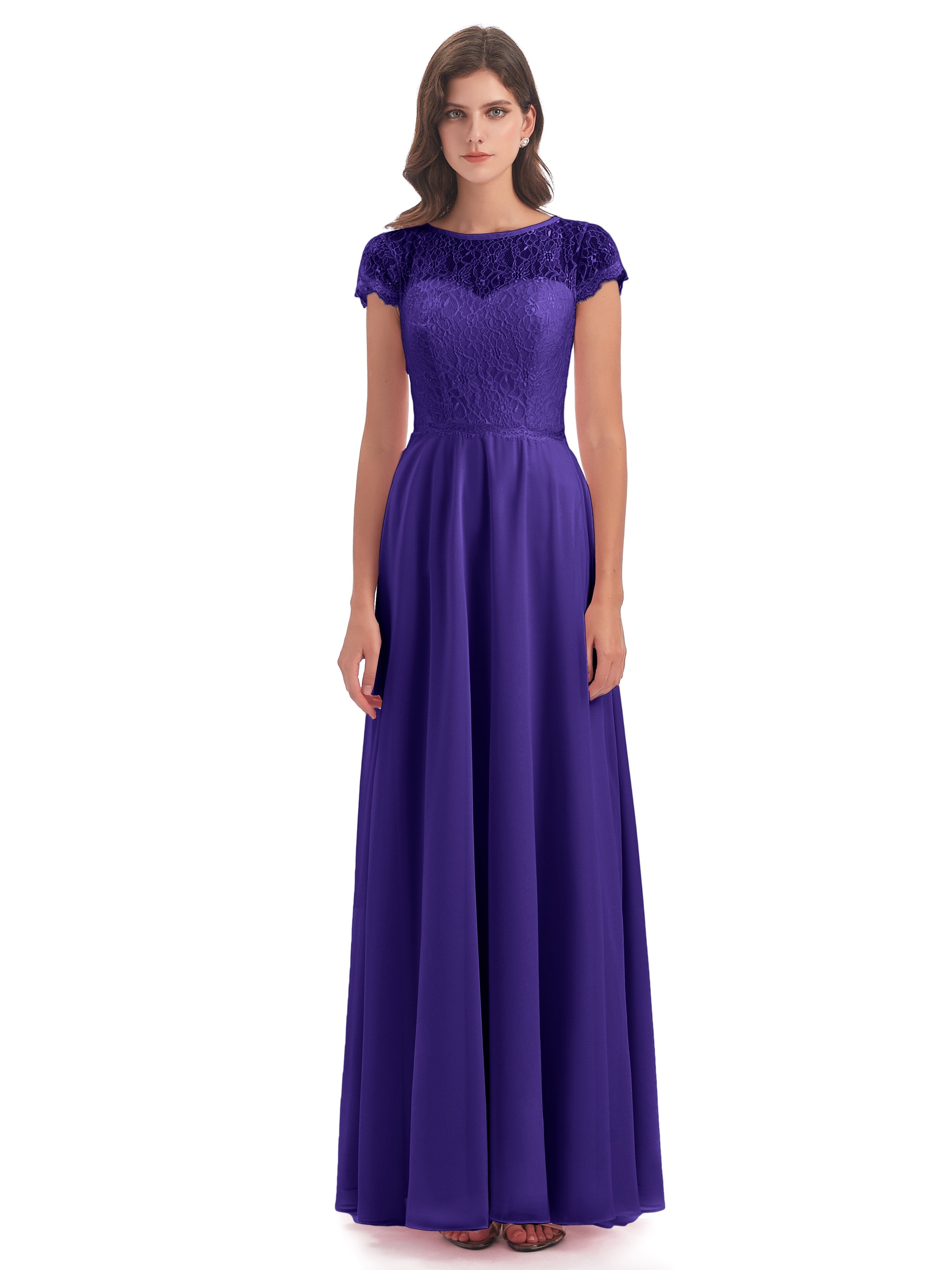 Amelia Sheatch Cap Sleeves Lace Bridesmaid Dresses