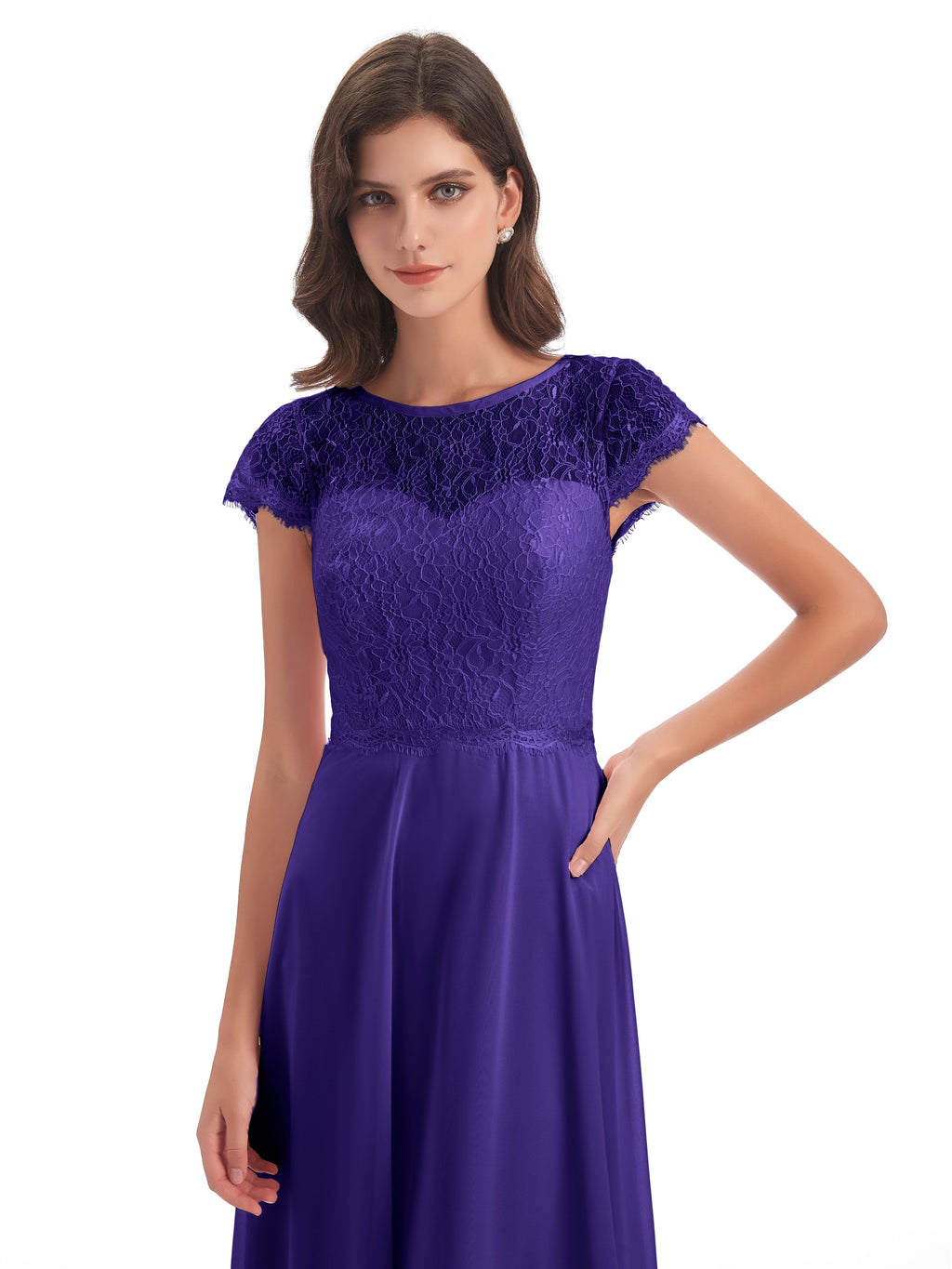 Amelia Sheatch Cap Sleeves Lace Bridesmaid Dresses