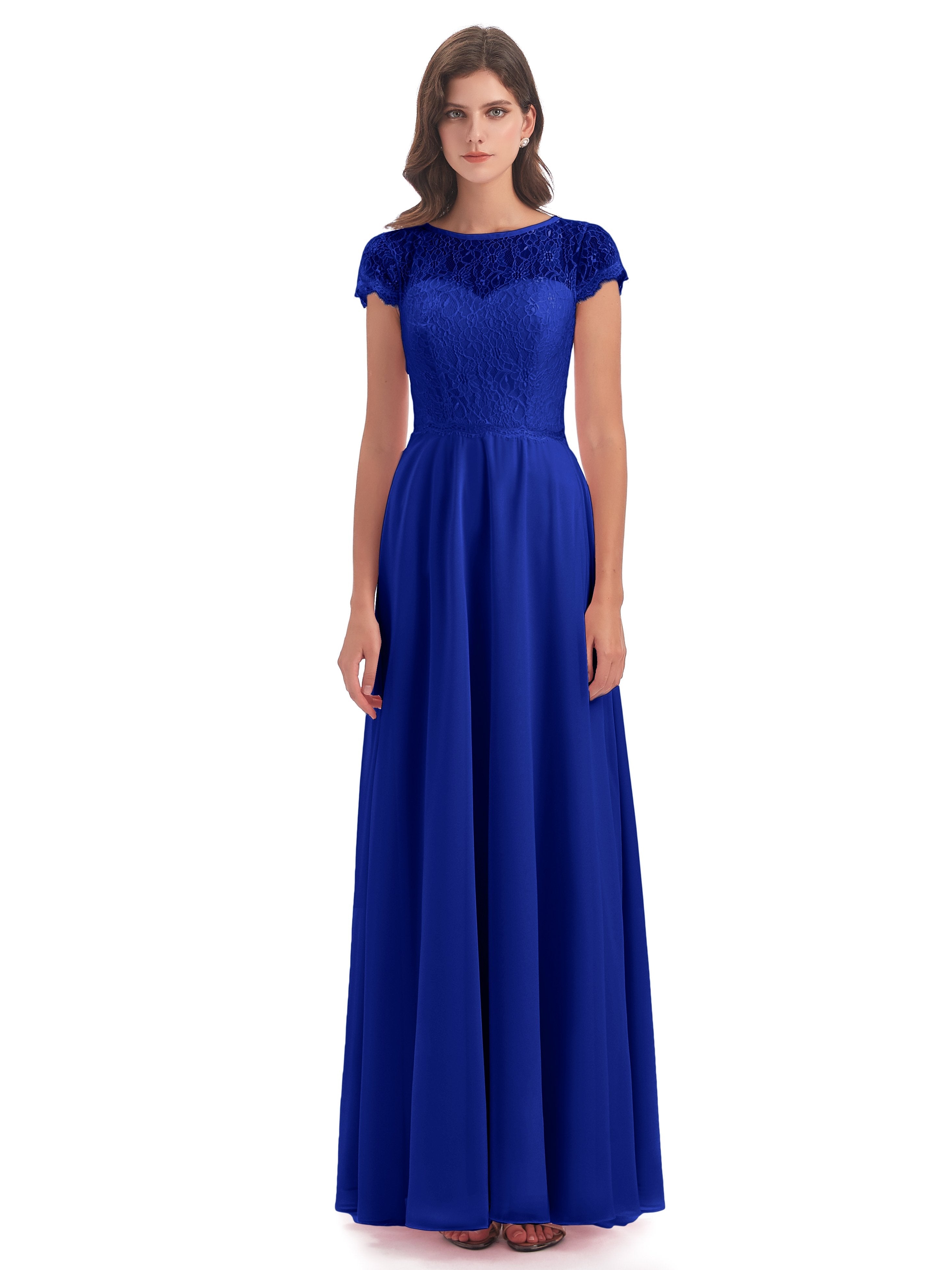 Amelia Sheatch Cap Sleeves Lace Bridesmaid Dresses