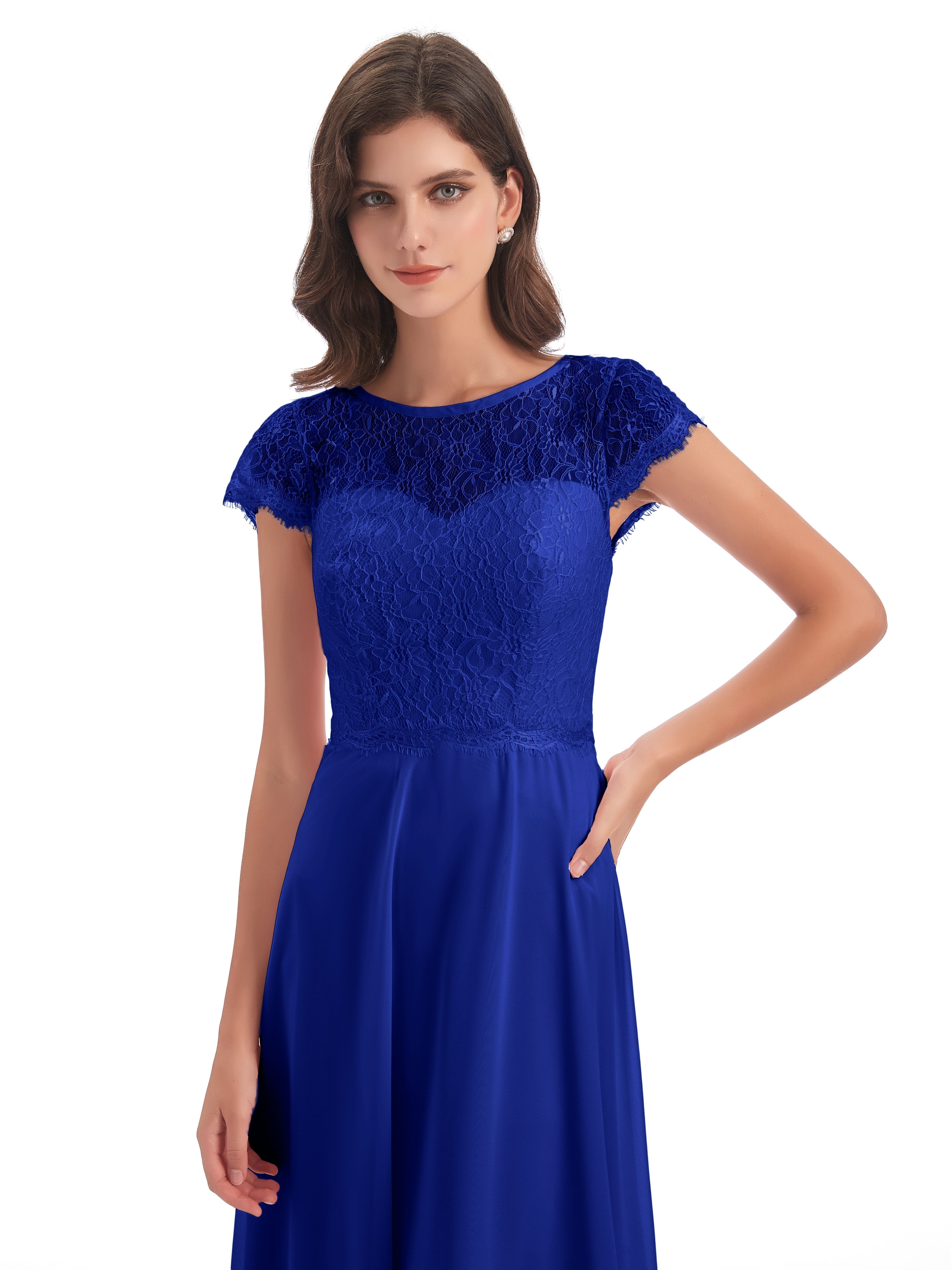 Amelia Sheatch Cap Sleeves Lace Bridesmaid Dresses