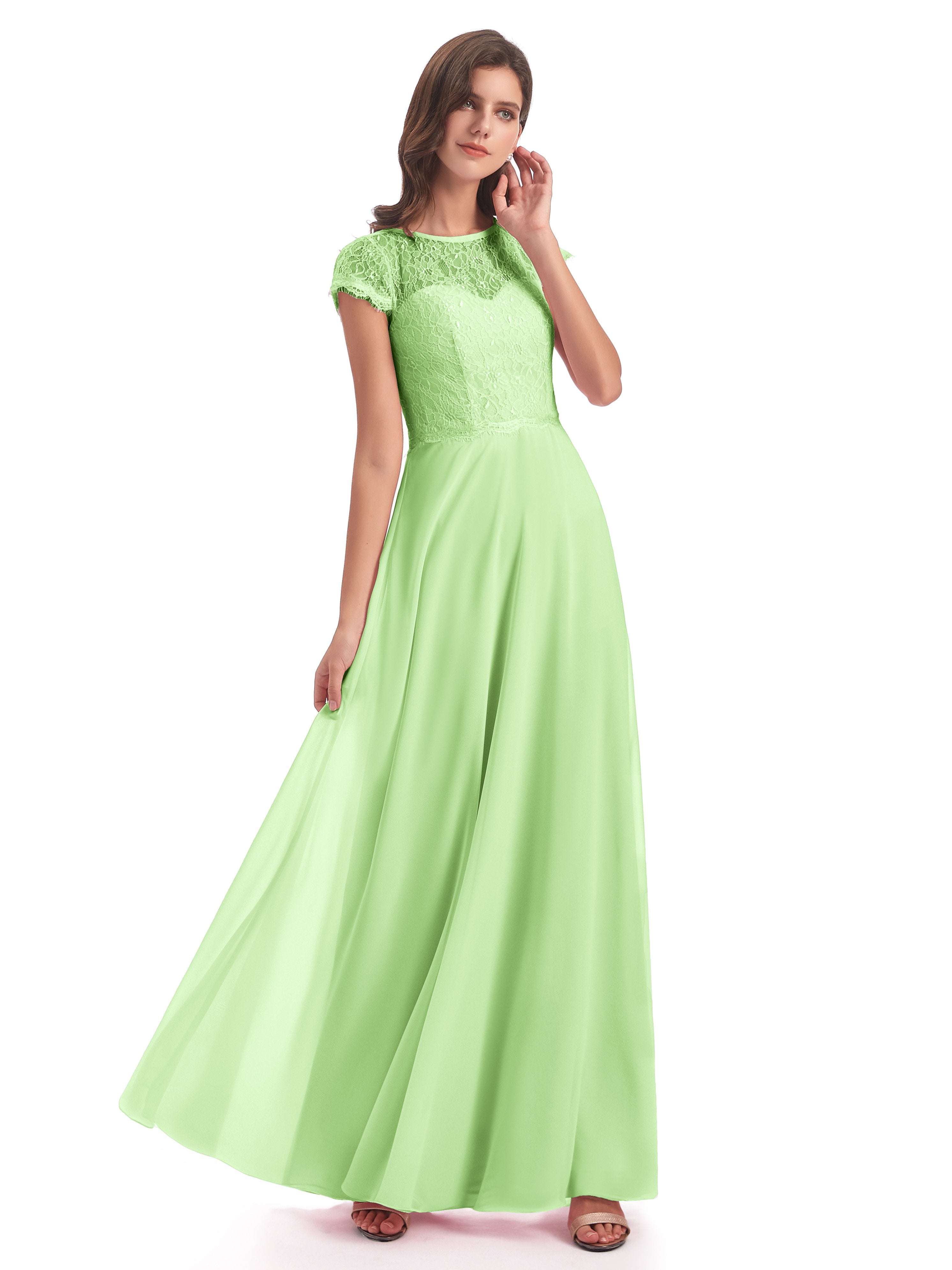 Amelia Sheatch Cap Sleeves Lace Bridesmaid Dresses