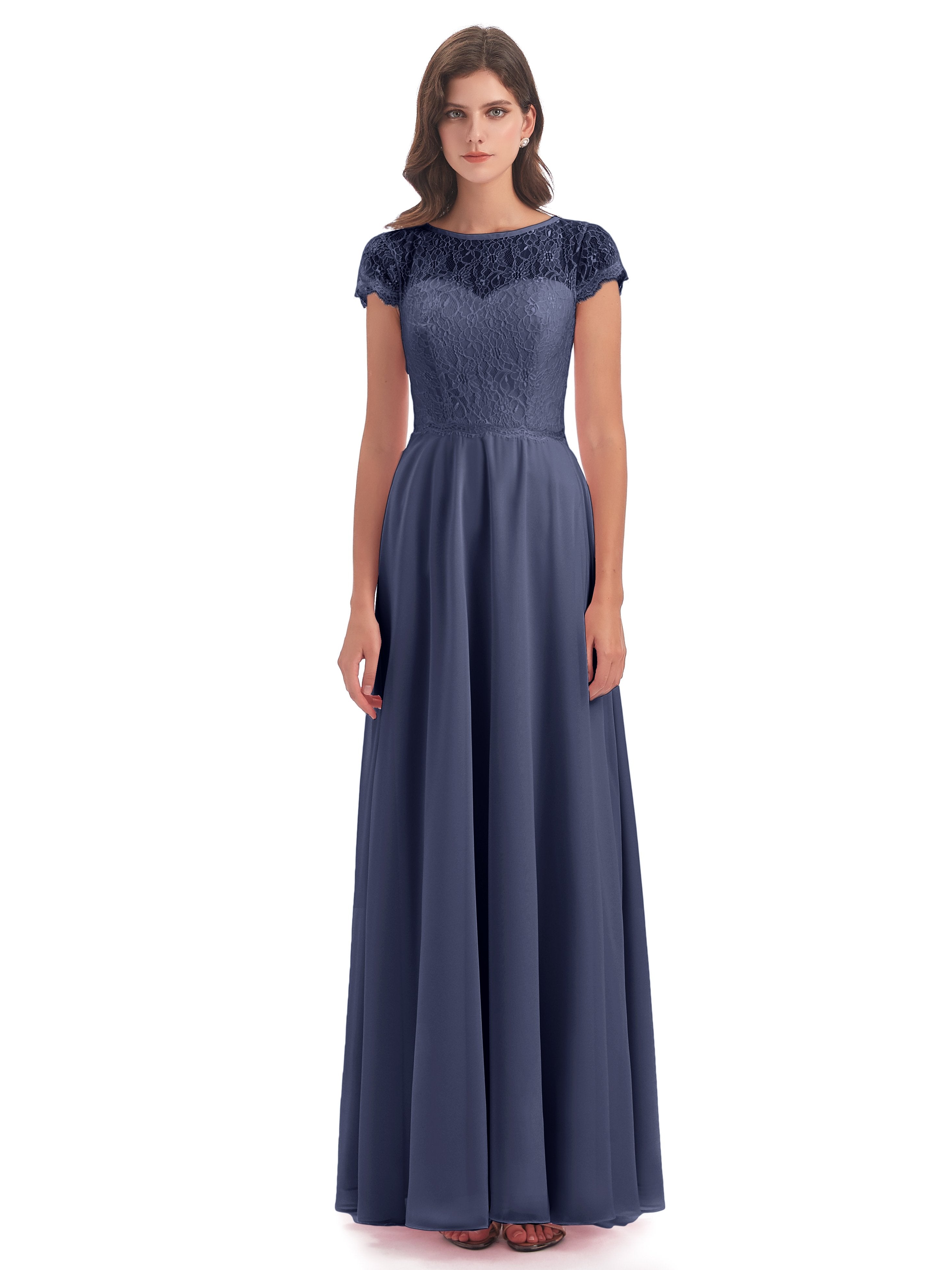 Amelia Sheatch Cap Sleeves Lace Bridesmaid Dresses
