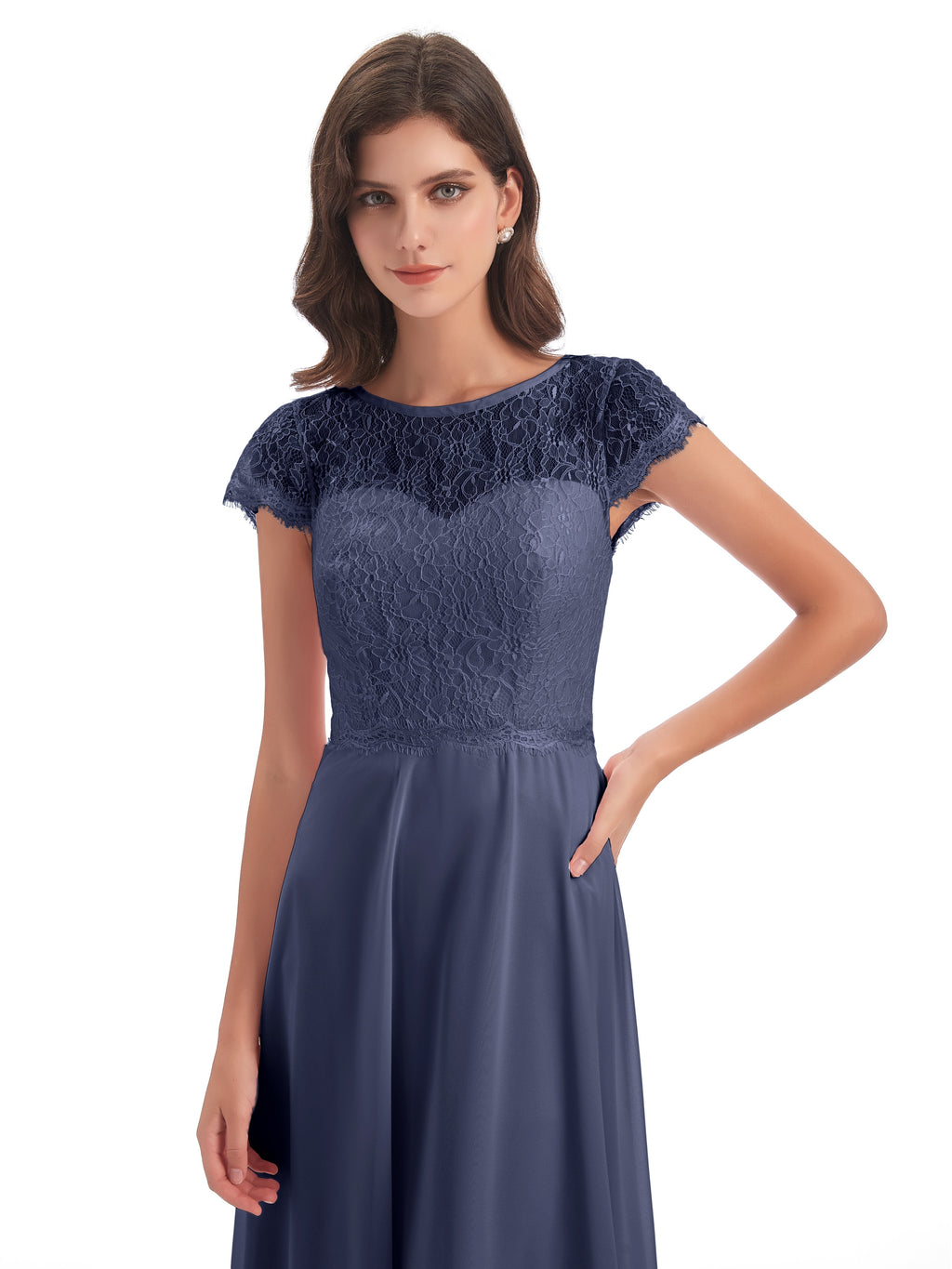 Amelia Sheatch Cap Sleeves Lace Bridesmaid Dresses