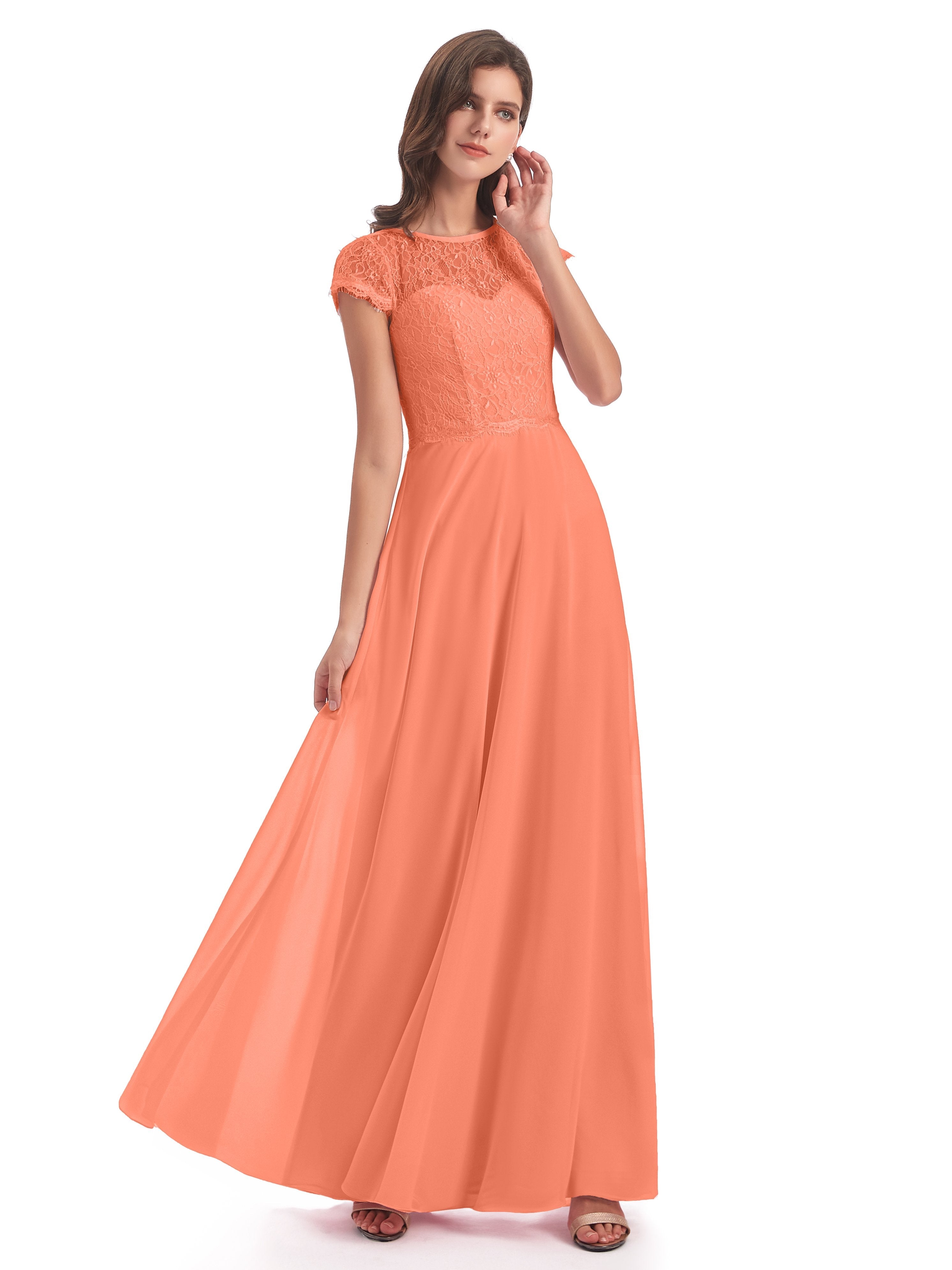 Amelia Sheatch Cap Sleeves Lace Bridesmaid Dresses