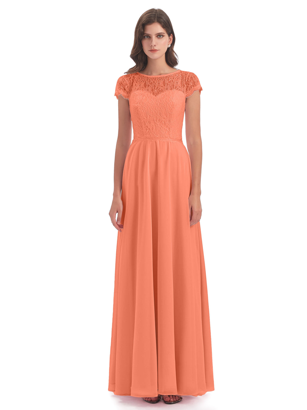 Amelia Sheatch Cap Sleeves Lace Bridesmaid Dresses