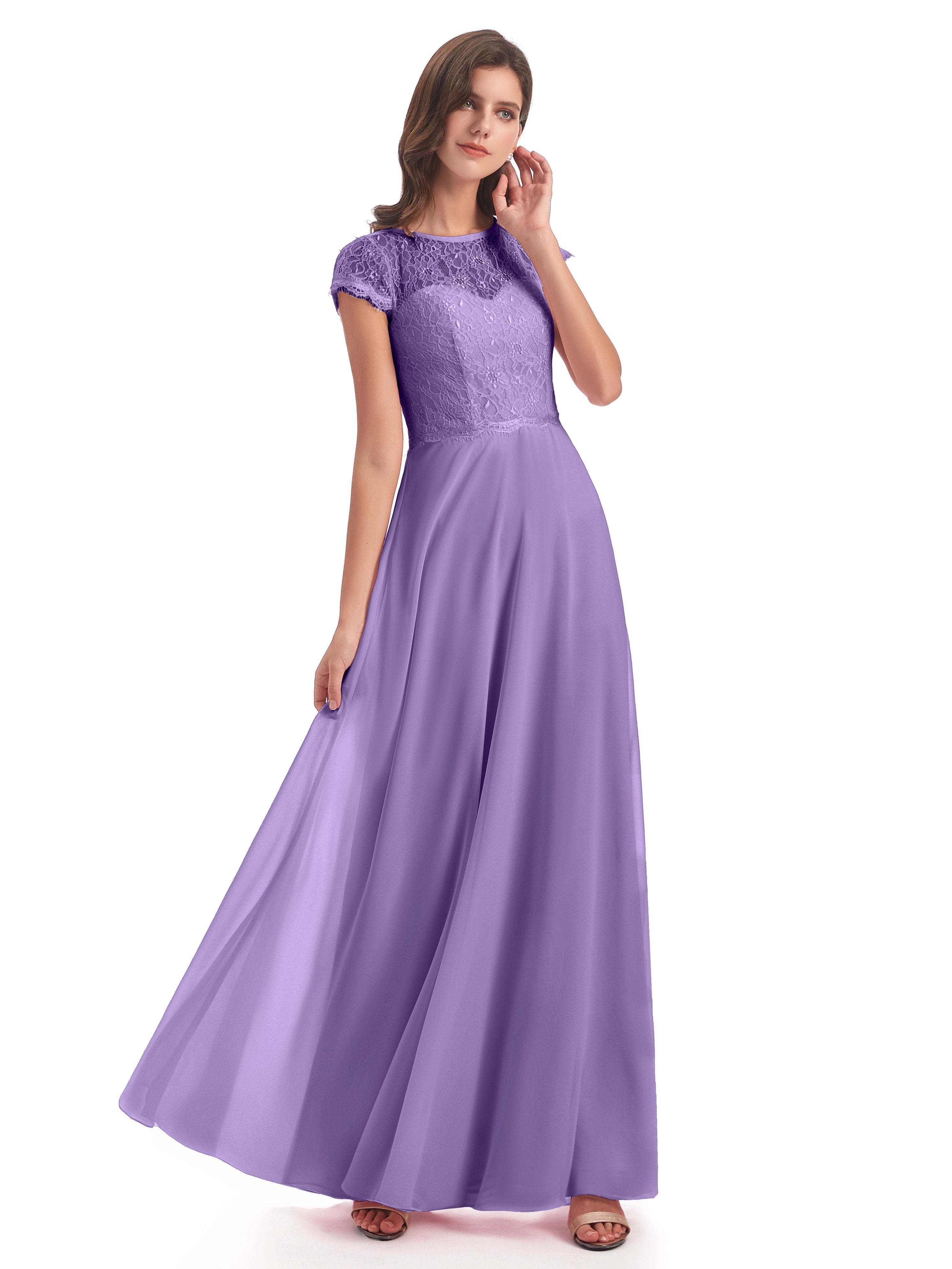 Amelia Sheatch Cap Sleeves Lace Bridesmaid Dresses