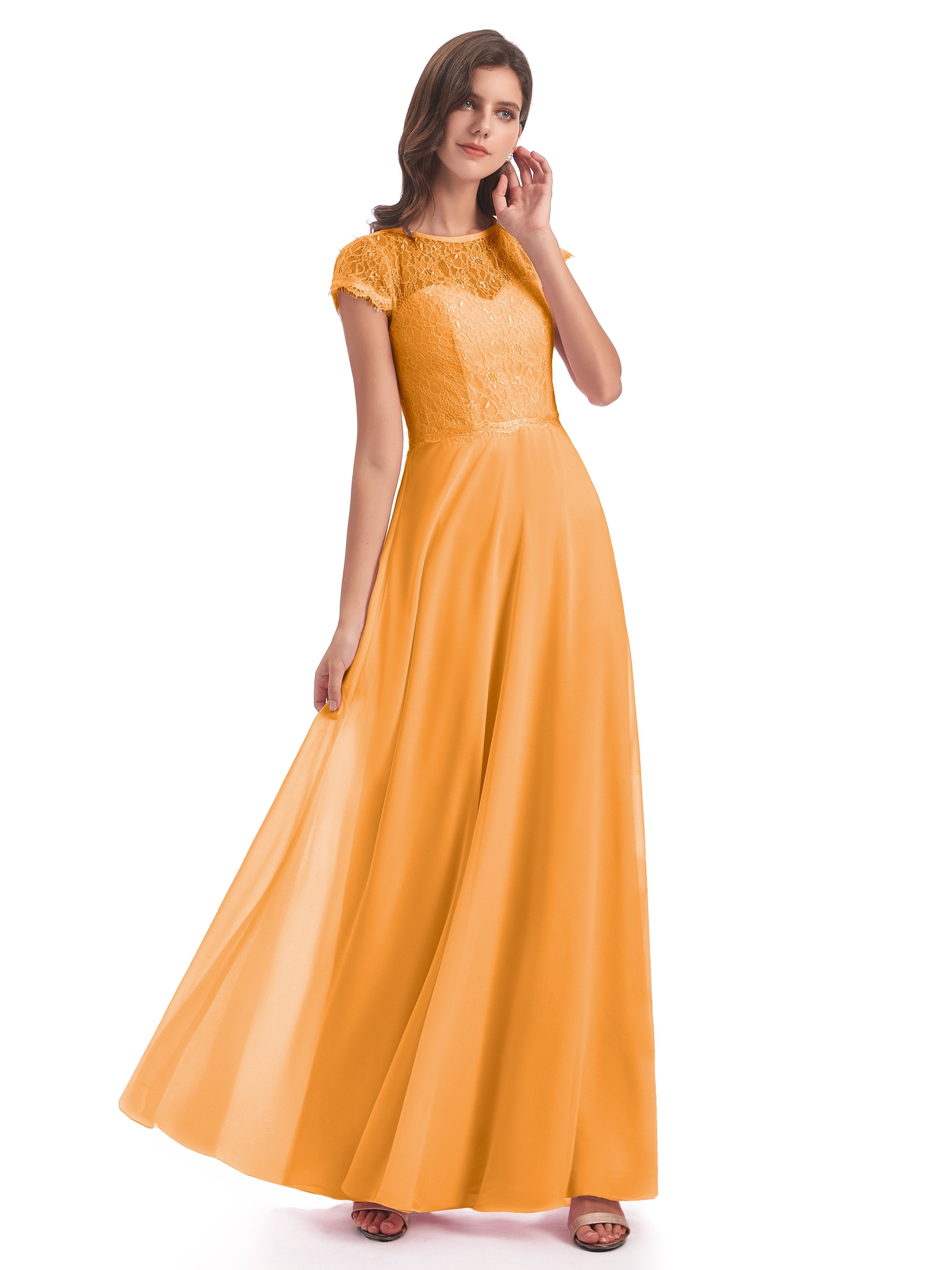 Amelia Sheatch Cap Sleeves Lace Bridesmaid Dresses