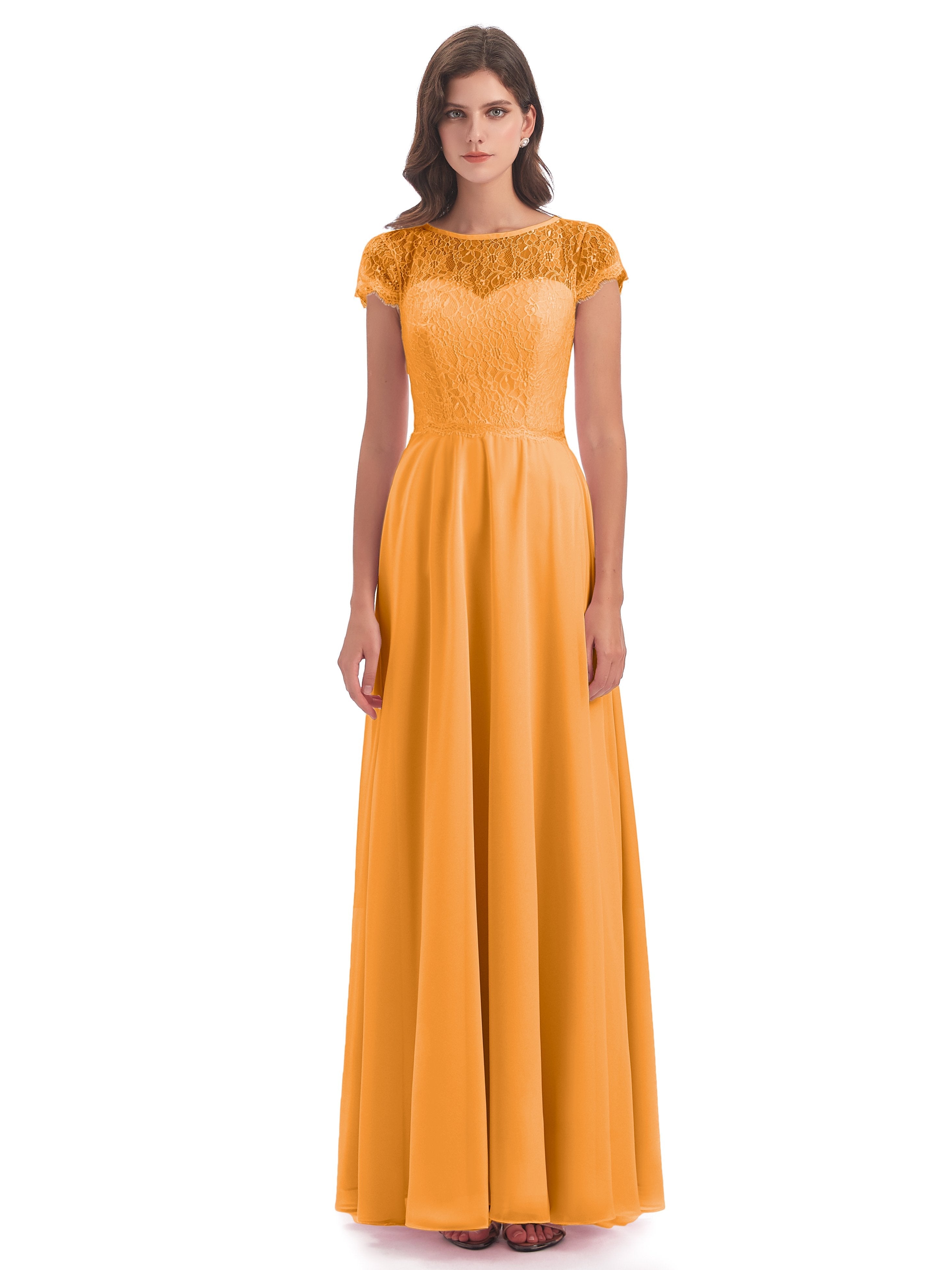 Amelia Sheatch Cap Sleeves Lace Bridesmaid Dresses