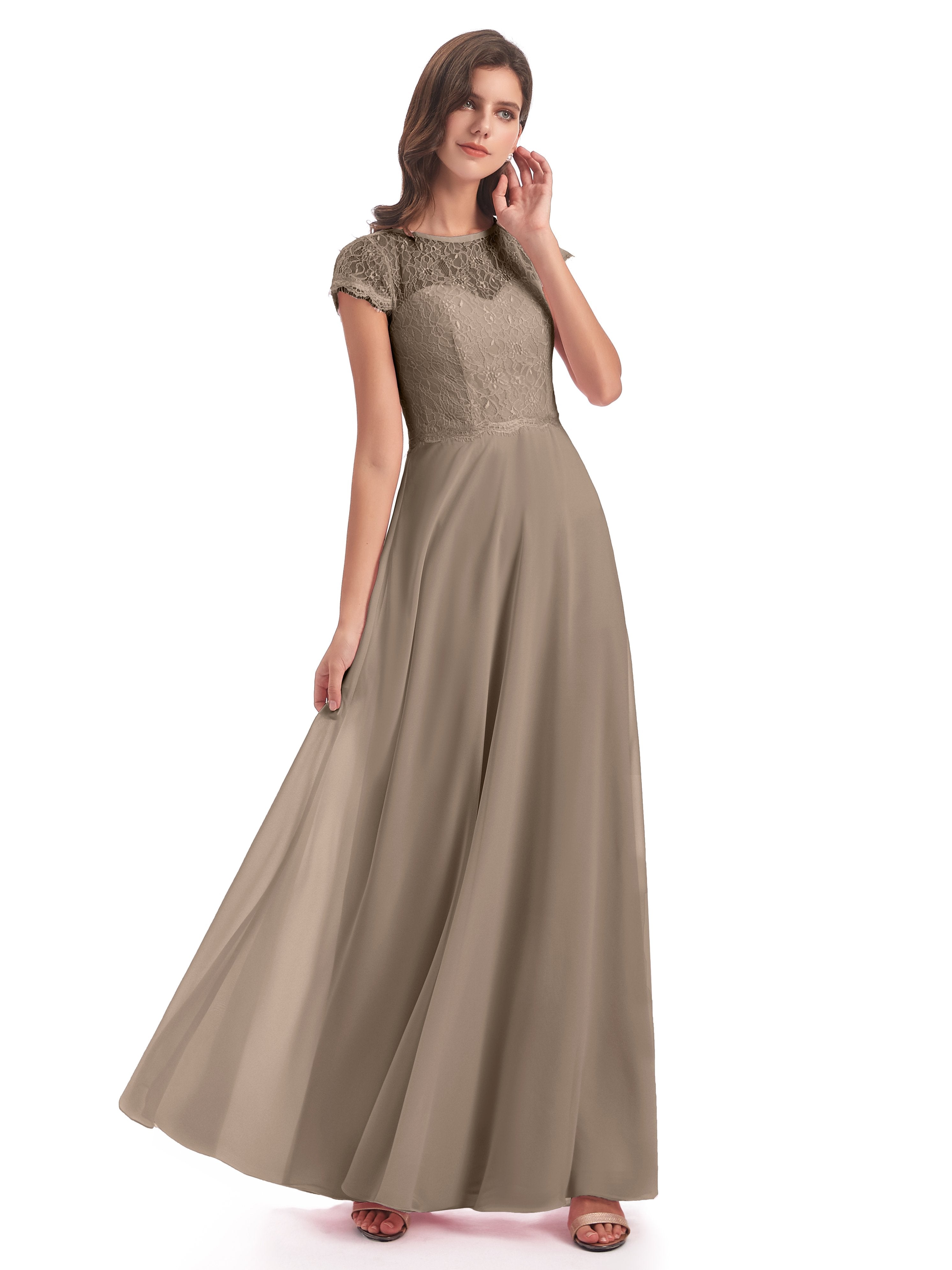 Amelia Sheatch Cap Sleeves Lace Bridesmaid Dresses