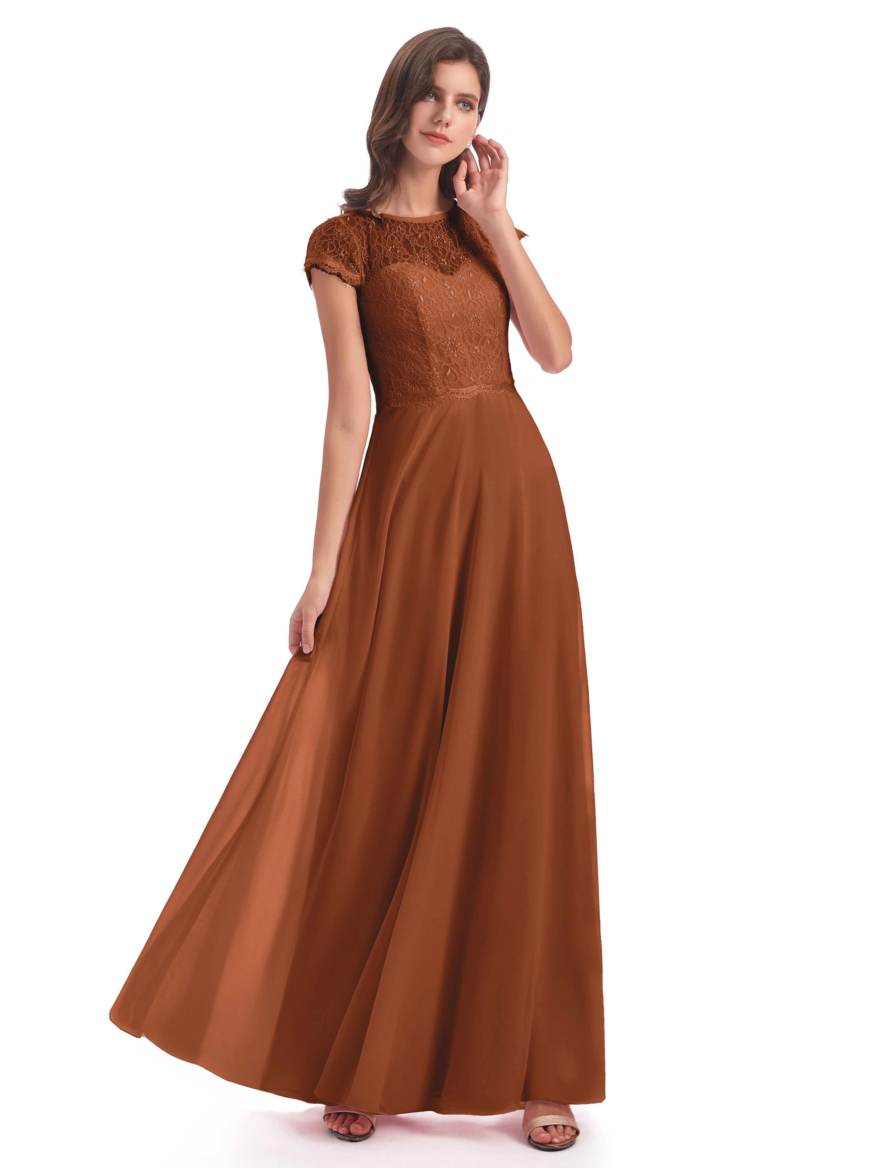 Amelia Sheatch Cap Sleeves Lace Bridesmaid Dresses