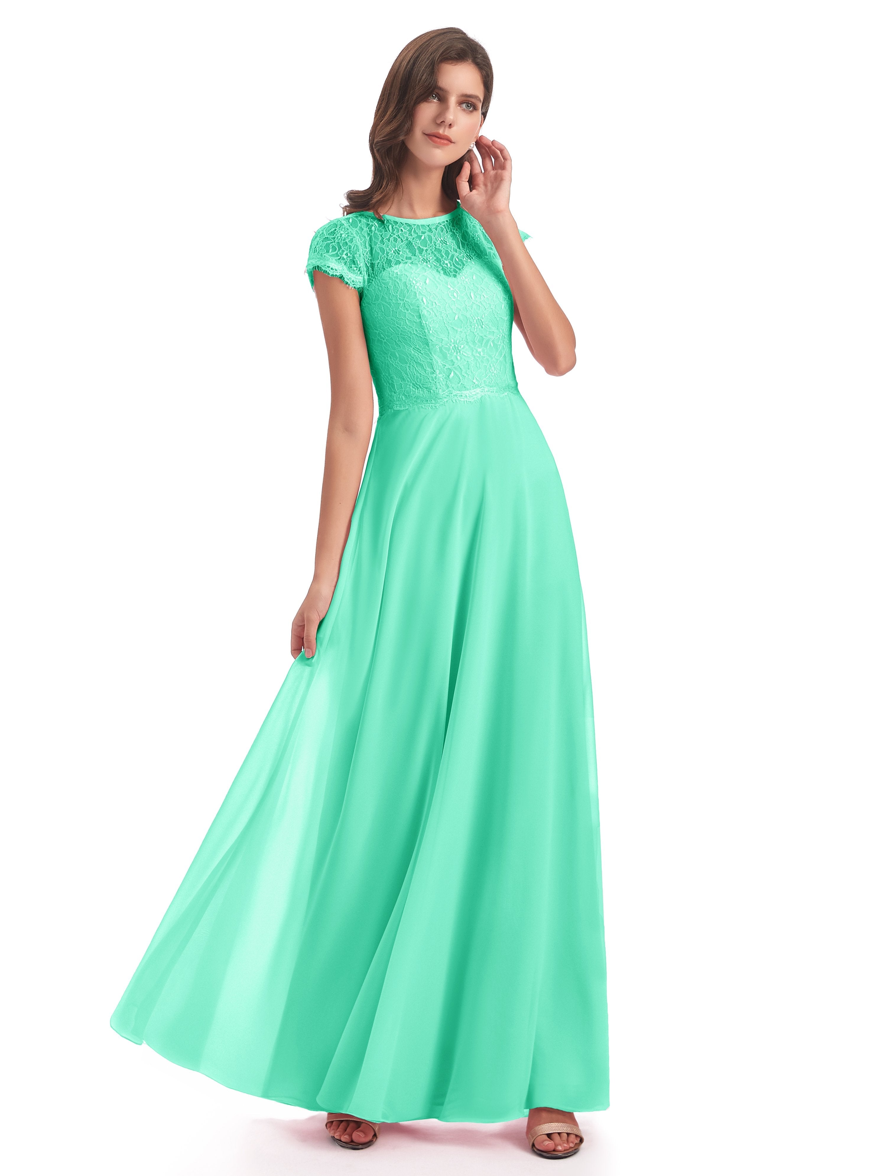 Amelia Sheatch Cap Sleeves Lace Bridesmaid Dresses