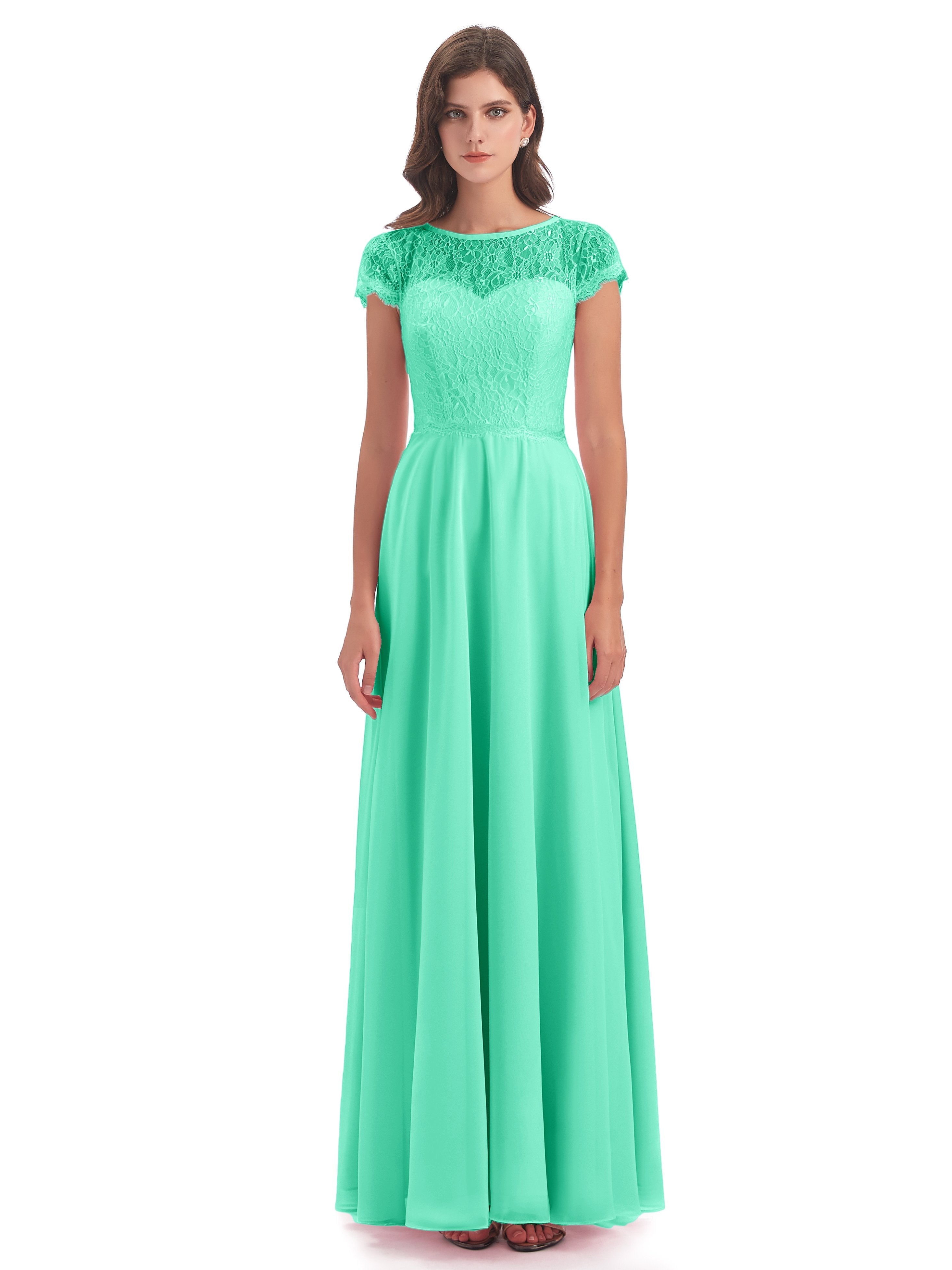 Amelia Sheatch Cap Sleeves Lace Bridesmaid Dresses
