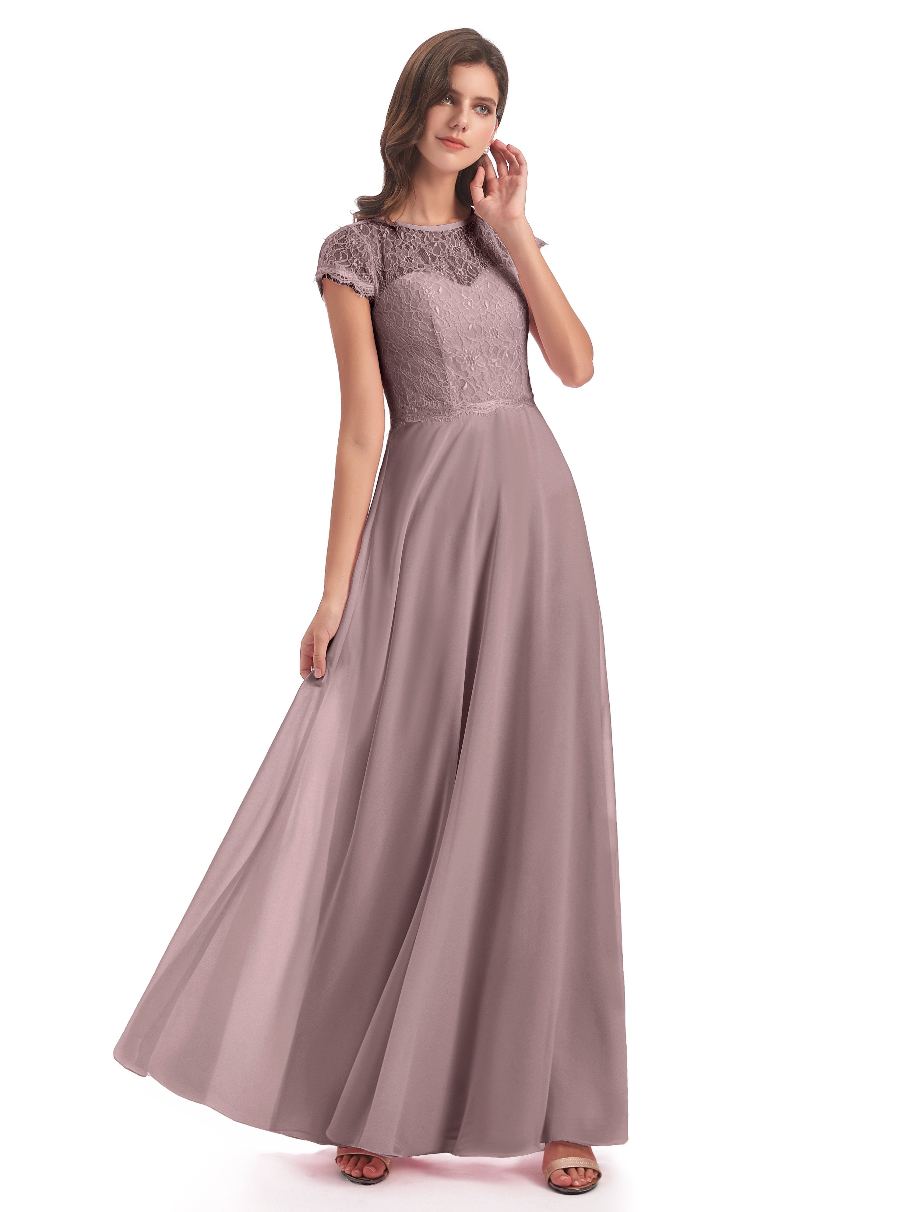 Amelia Sheatch Cap Sleeves Lace Bridesmaid Dresses