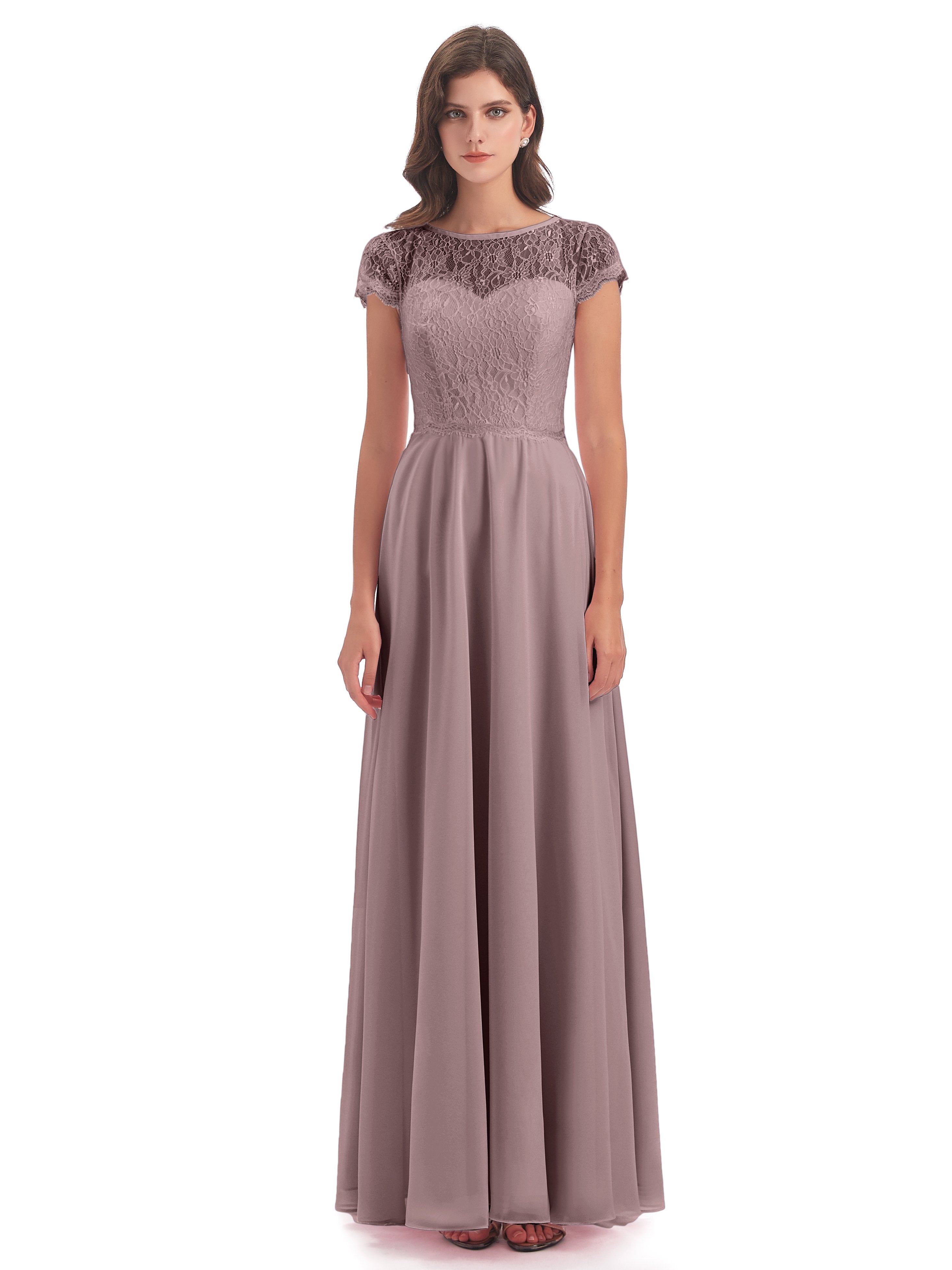 Amelia Sheatch Cap Sleeves Lace Bridesmaid Dresses
