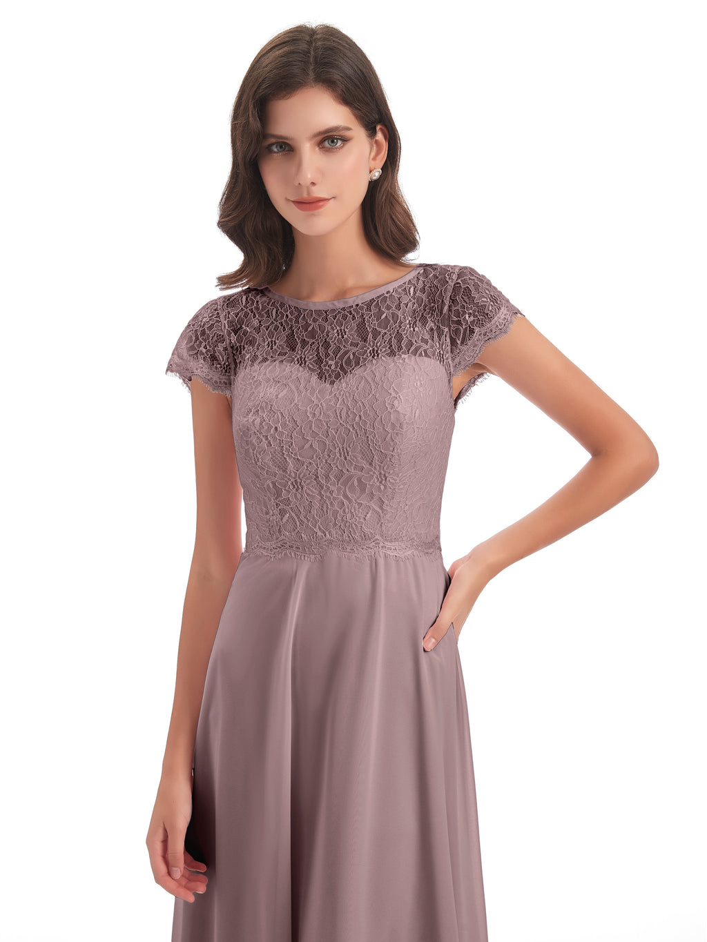 Amelia Sheatch Cap Sleeves Lace Bridesmaid Dresses