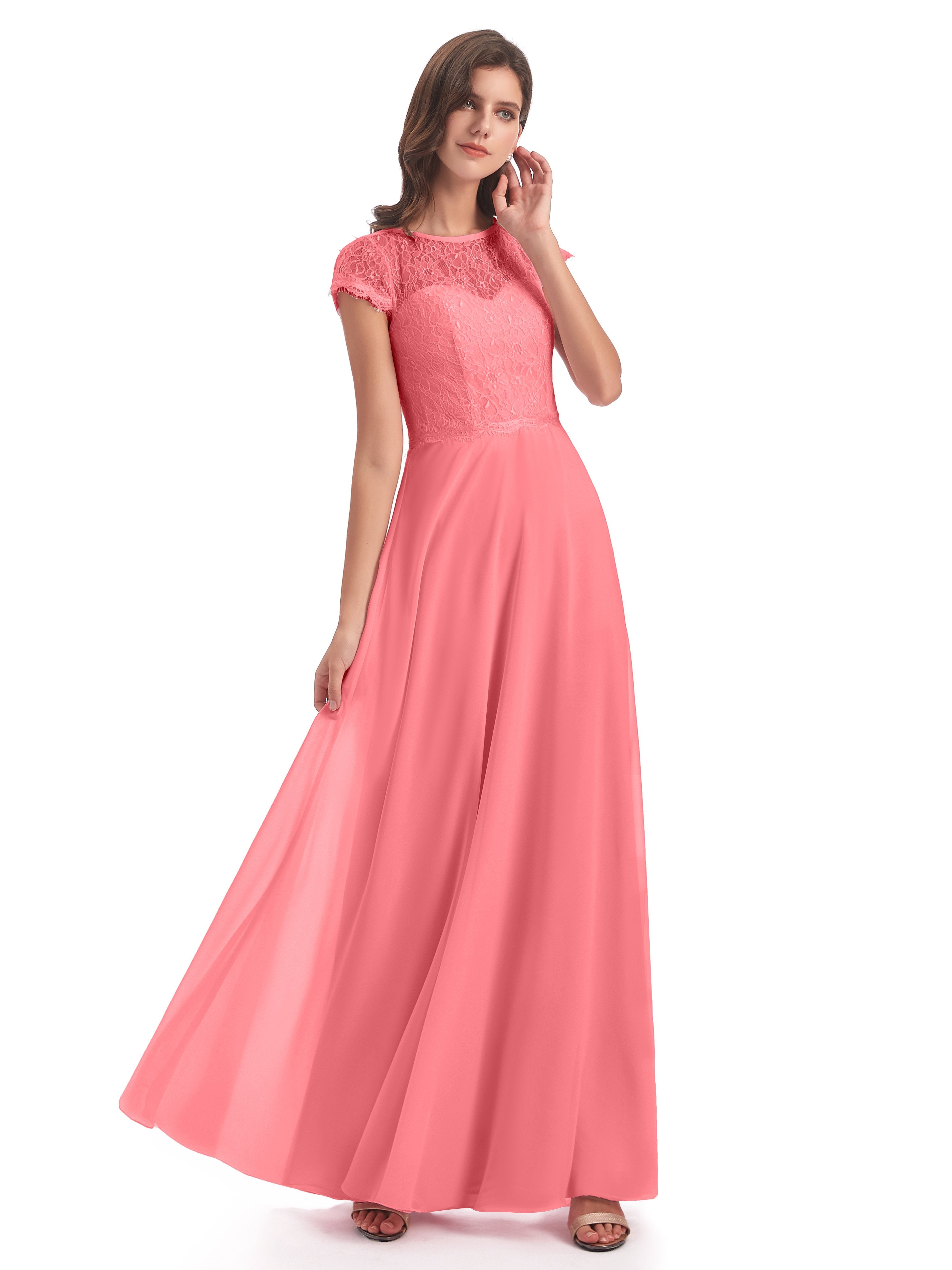 Amelia Sheatch Cap Sleeves Lace Bridesmaid Dresses