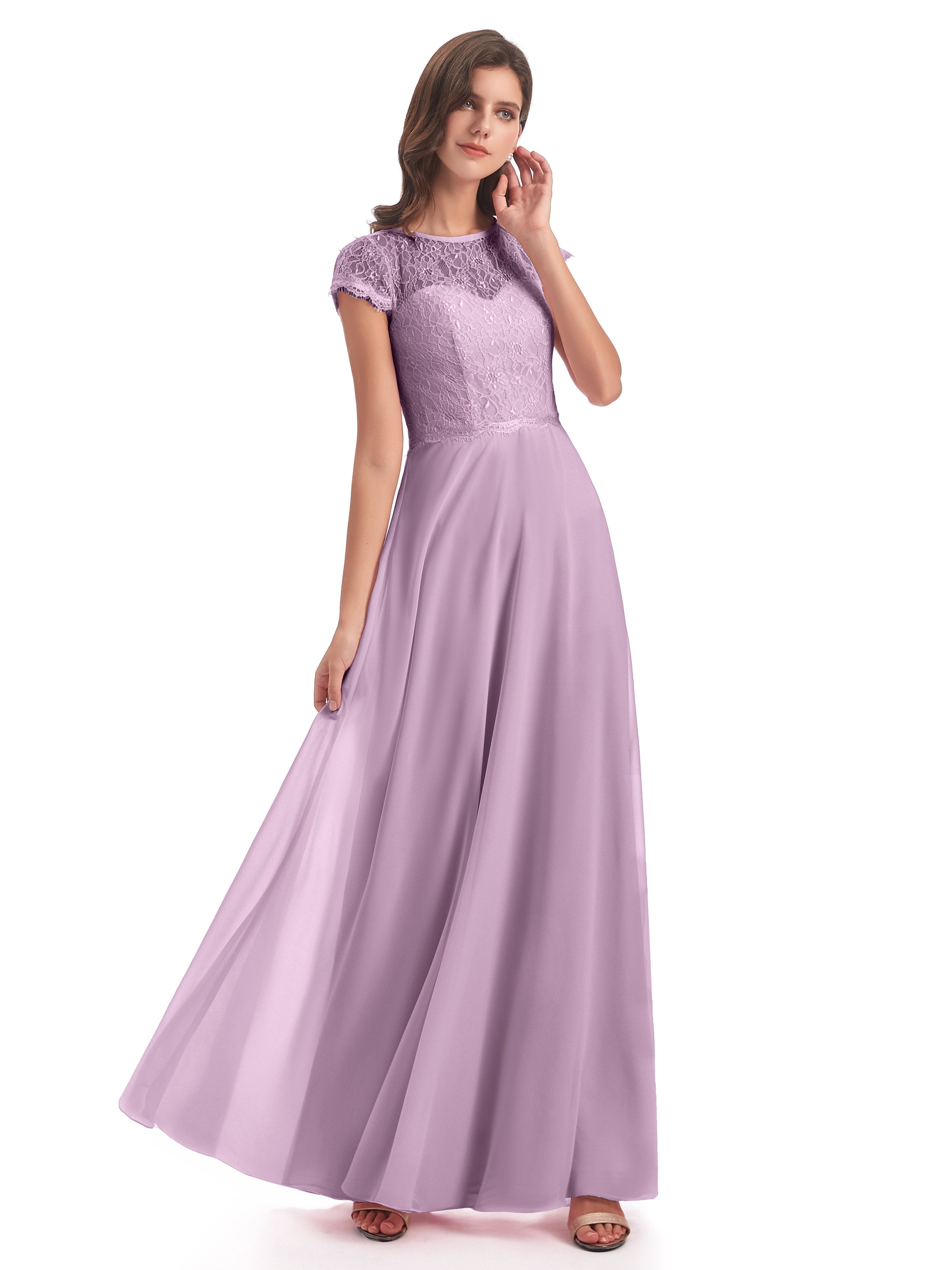 Amelia Sheatch Cap Sleeves Lace Bridesmaid Dresses