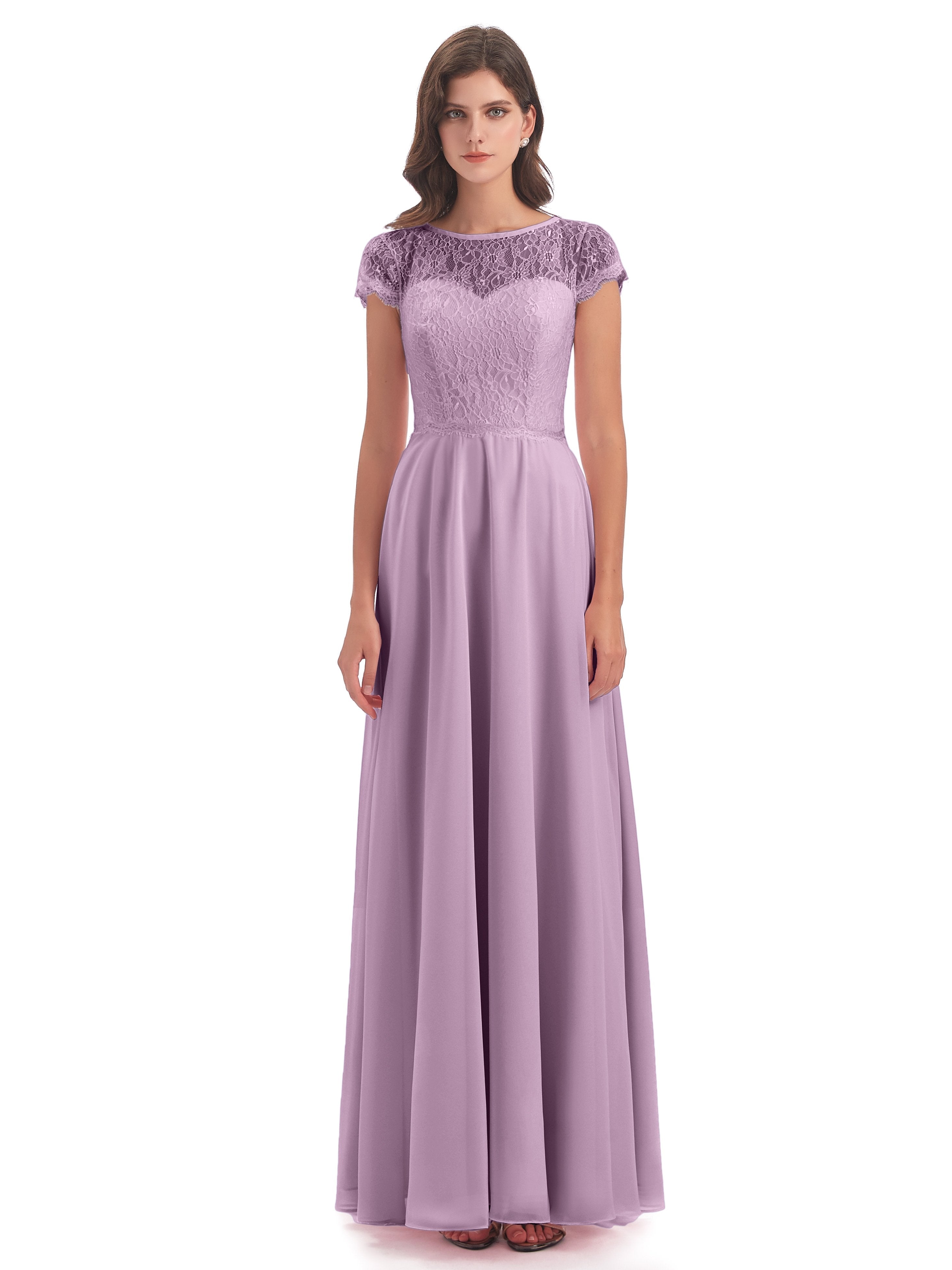 Amelia Sheatch Cap Sleeves Lace Bridesmaid Dresses