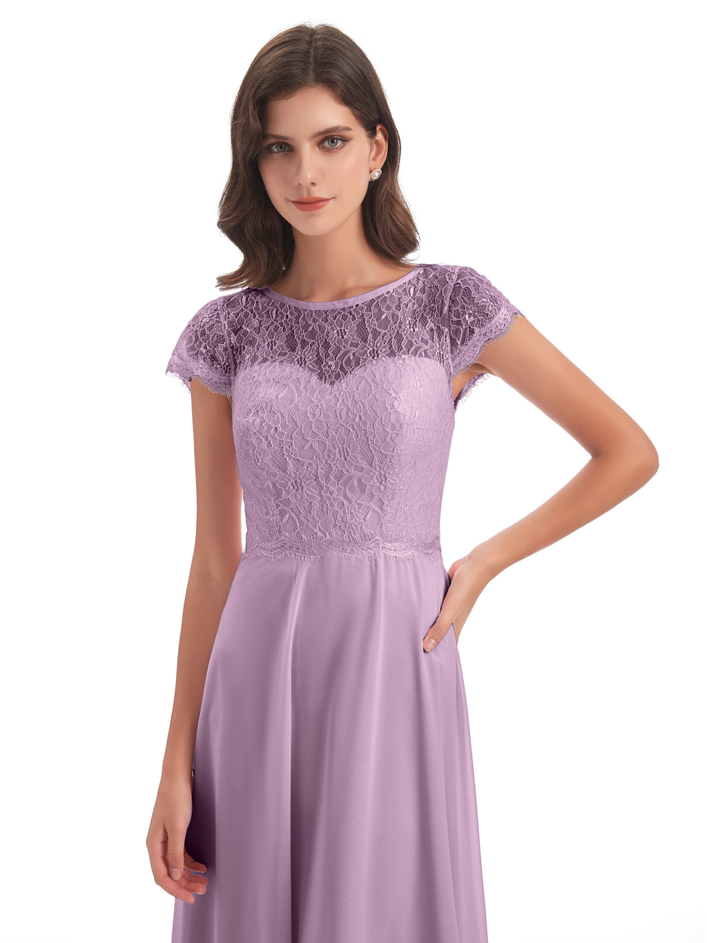 Amelia Sheatch Cap Sleeves Lace Bridesmaid Dresses