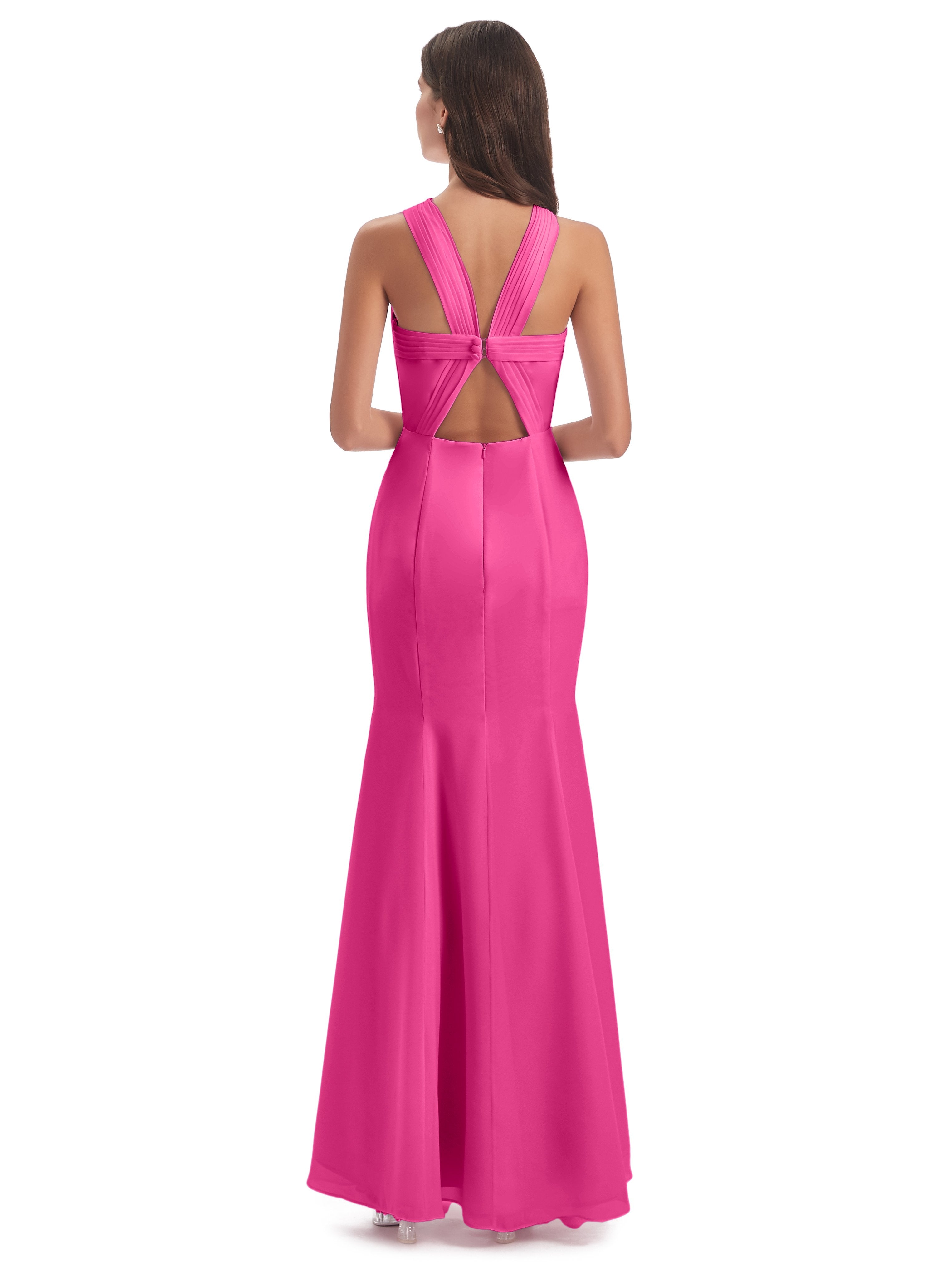 Aubrey Hourglass Halter Chiffon Bridesmaid Dresses
