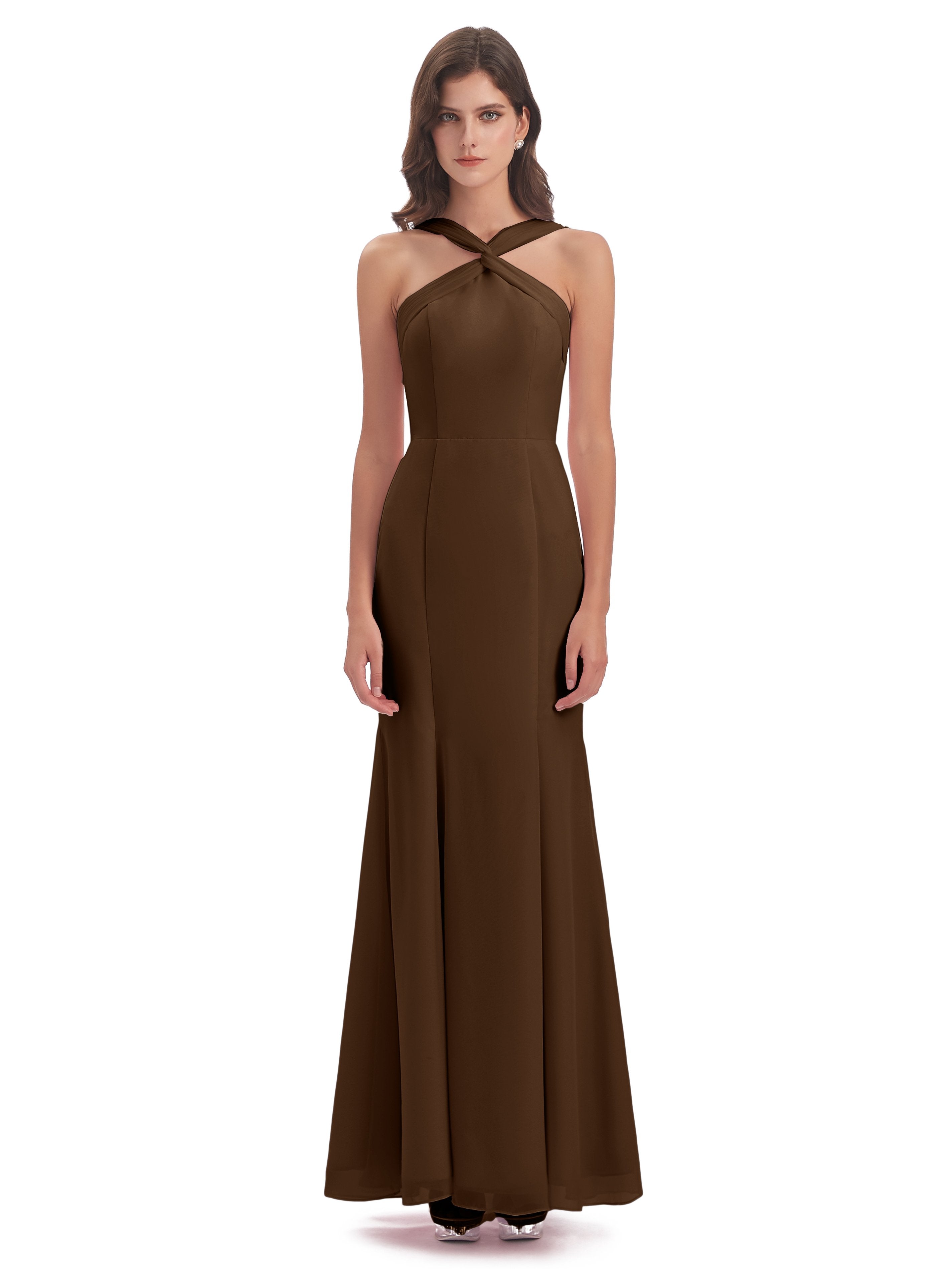 Aubrey Hourglass Halter Chiffon Bridesmaid Dresses