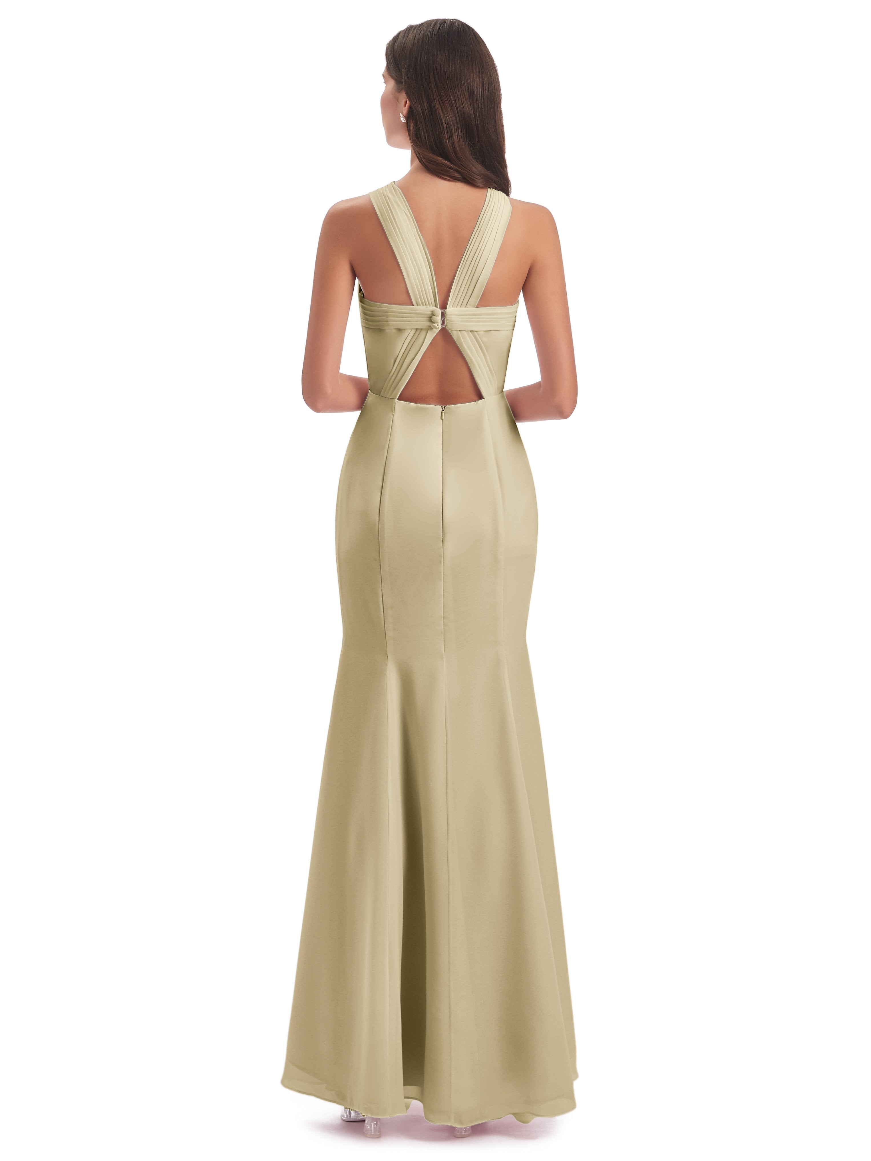 Aubrey Hourglass Halter Chiffon Bridesmaid Dresses
