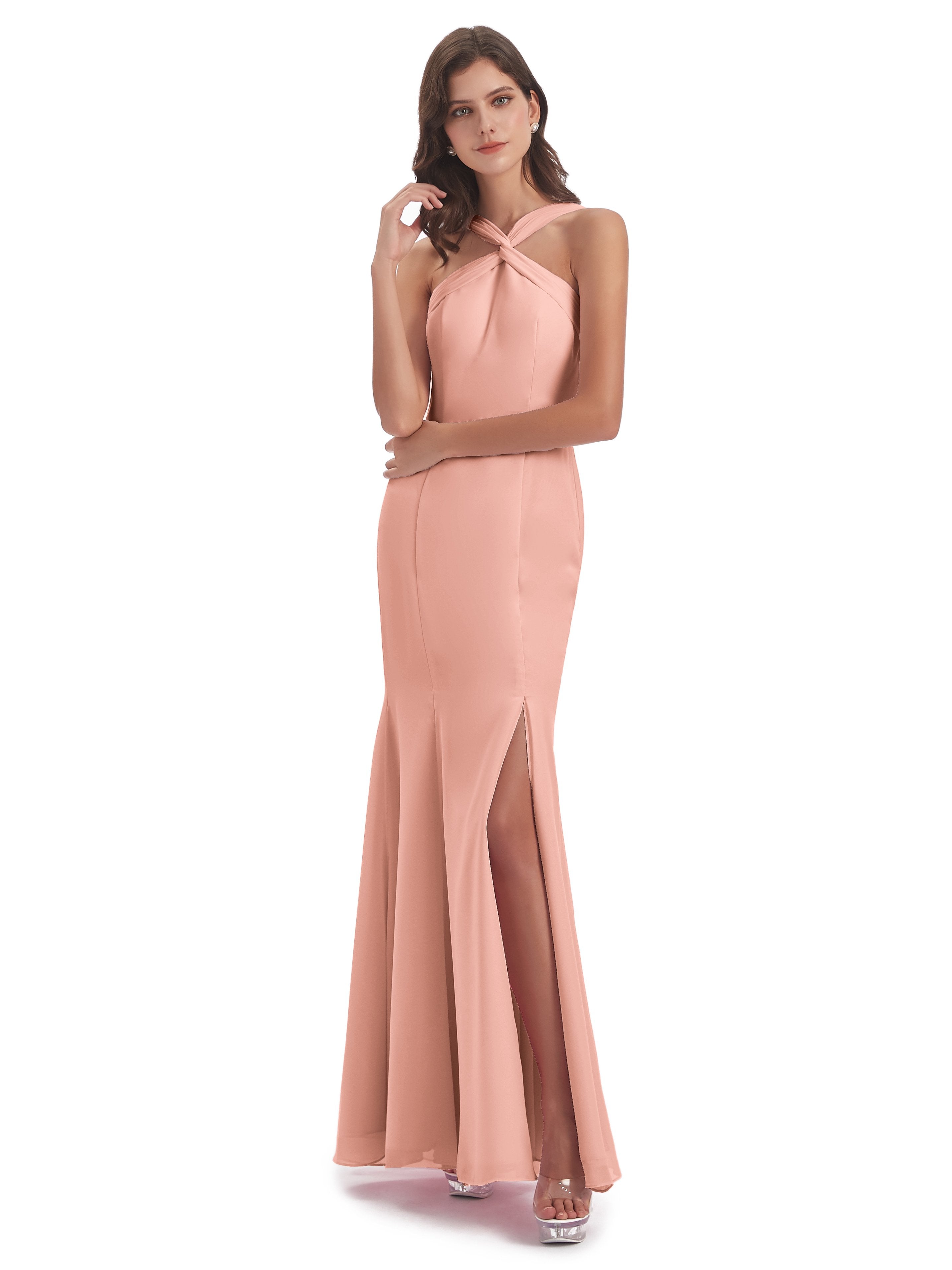 Aubrey Hourglass Halter Chiffon Bridesmaid Dresses