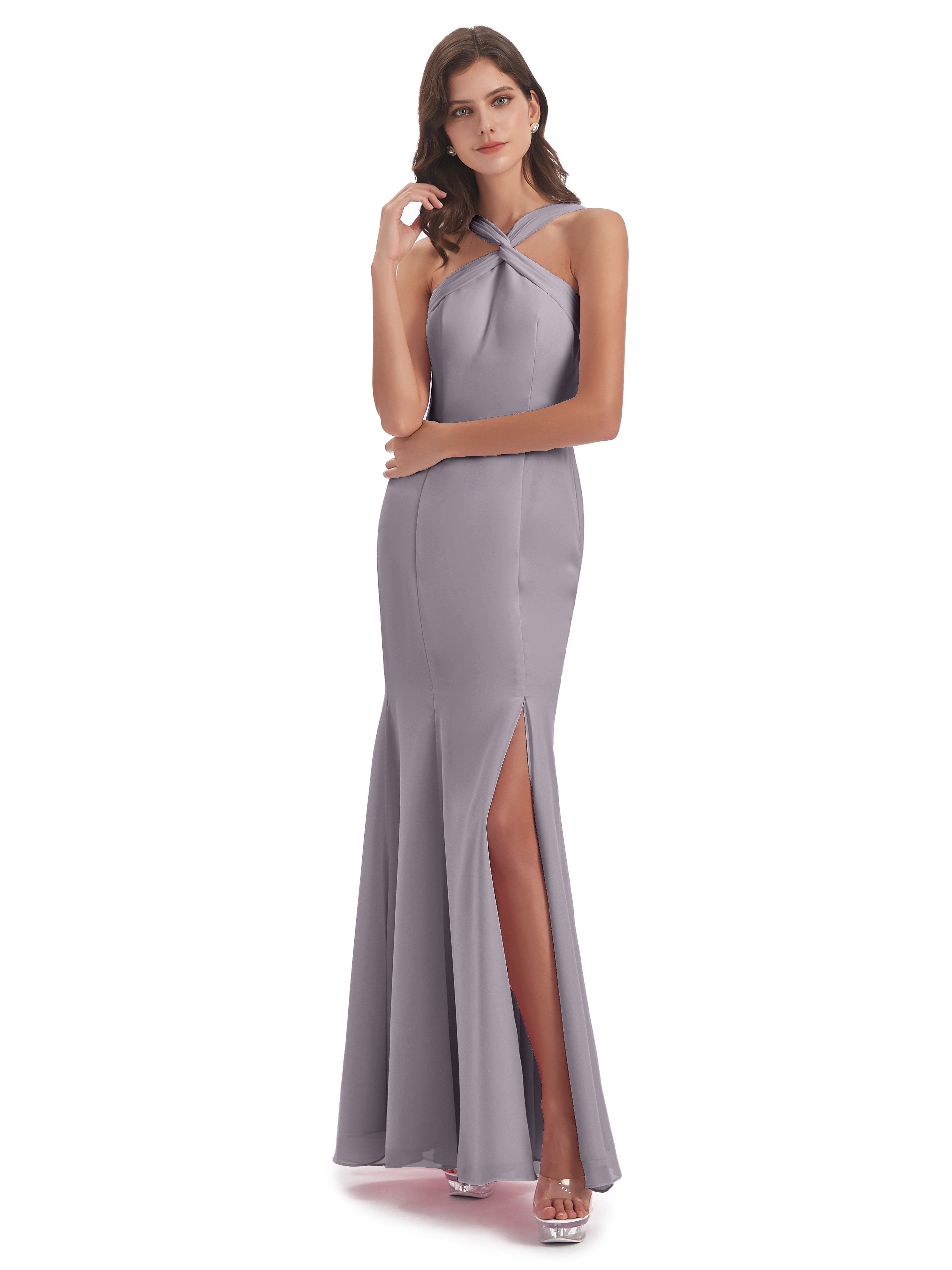 Aubrey Hourglass Halter Chiffon Bridesmaid Dresses