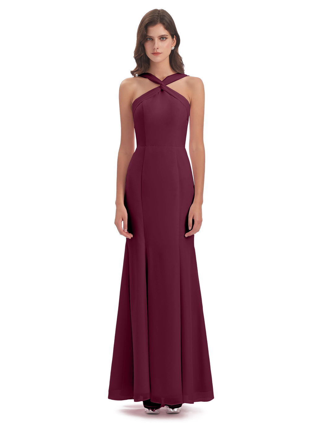 Aubrey Hourglass Halter Chiffon Bridesmaid Dresses