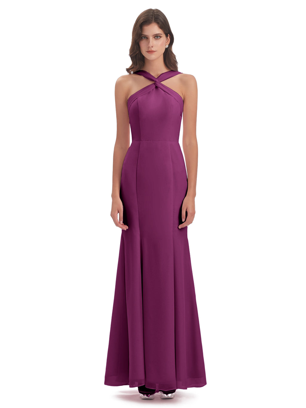Aubrey Hourglass Halter Chiffon Bridesmaid Dresses